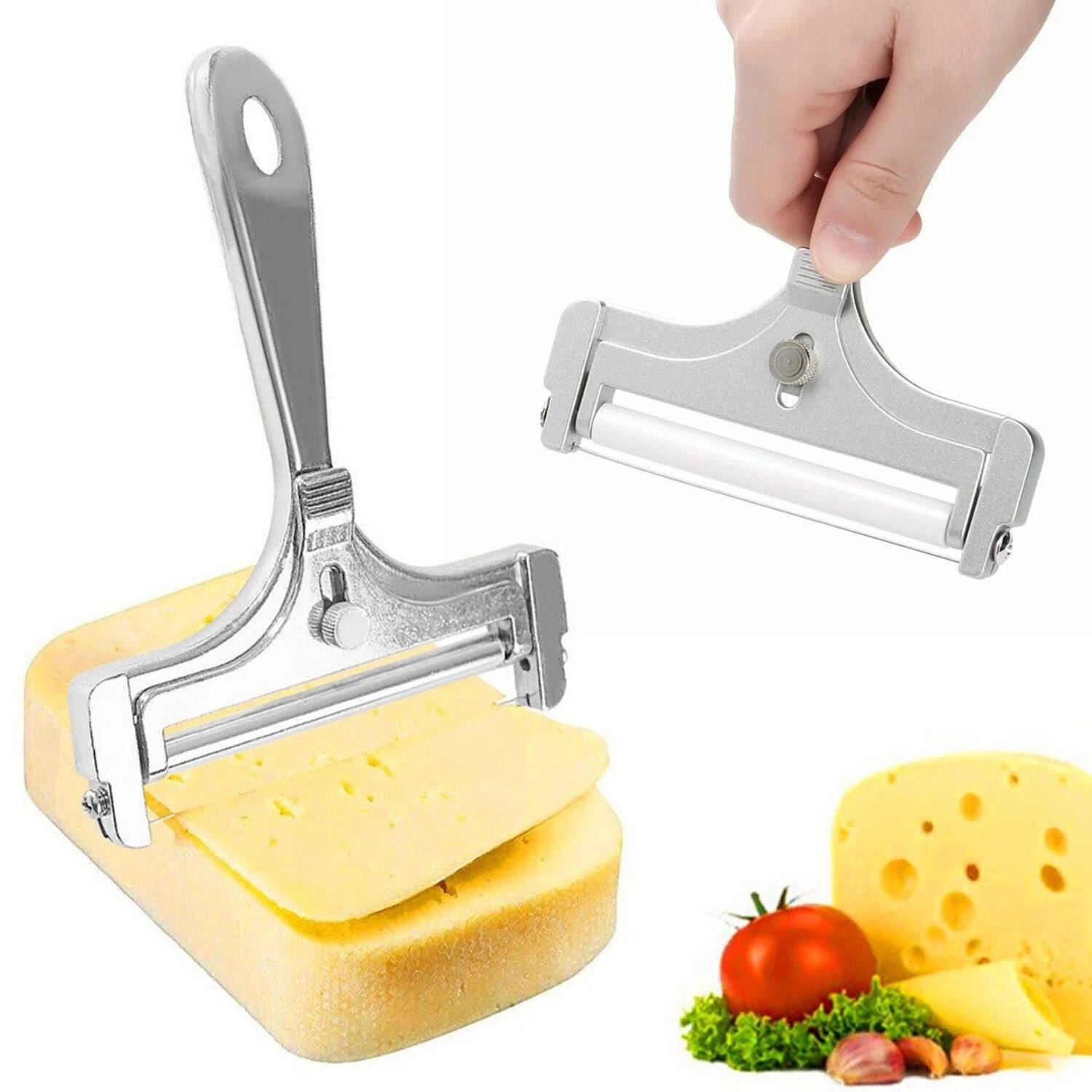 Left. Home Collection - Adjustable Hard Cheese Slicer Stainless Steel Wire Cutter Kitchen Cooking Tool.