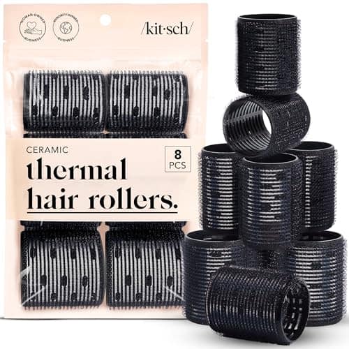 DORLUKFU- Ceramic Thermal Hair Rollers for Women– Self Grip Hair Curlers for Heatless Curls Overnight- Volumizing Large Rollers