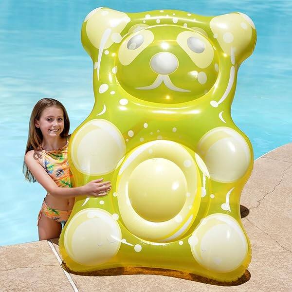 "Joyfy - 60"" Pool Floats, Gummy Bear Inflatable Pool Float Raft, Swimming Pool Floaties Mat for Summer Water Fun Party Decor" price history on PriceWatchPro