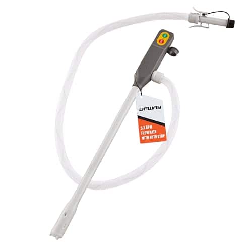 Deway - Battery Stick Fuel Pump with Auto-Stop, Beep Alert, 3.2GPM Flow & 51” Clear Hose - Gray