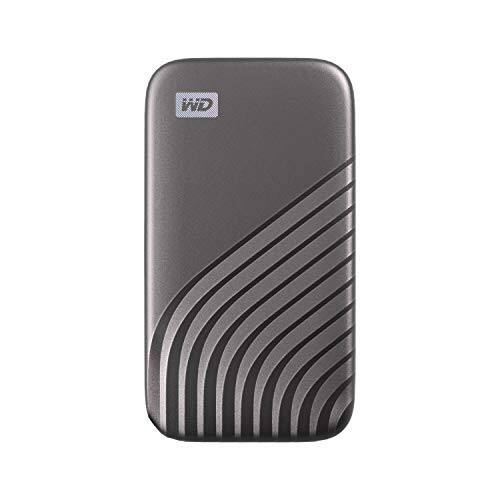 Angle. Western Digital - WD My Passport WDBAGF0040BGY-WESN 4 TB Portable Solid State Drive - External - Gray - USB 3.2 (Gen 1) Type C - 1050 MB/s.