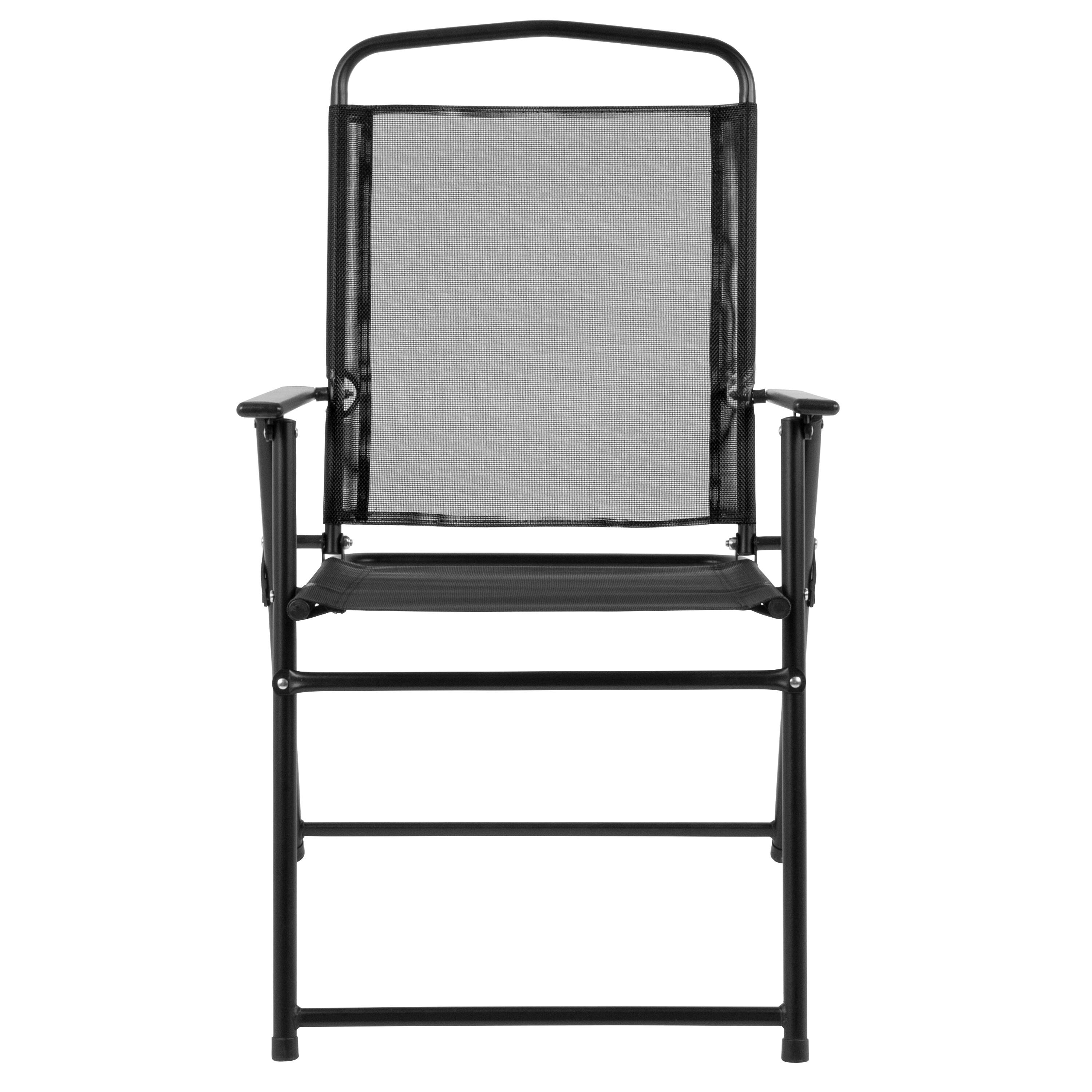 Alt View 7. Emma + Oliver - 6 Piece Patio Garden Set with Table, Umbrella and 4 Folding Chairs - Black.