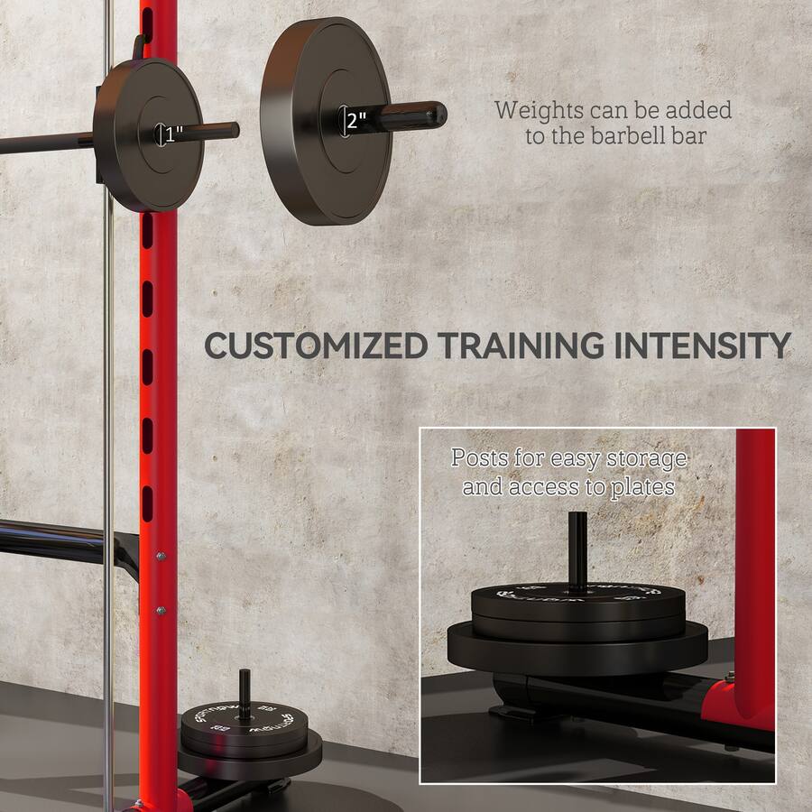 Half Rack Workout Routine Soozier Squat Rack with Pull Up Bar and Barbell Bar Adjustable Bench ...