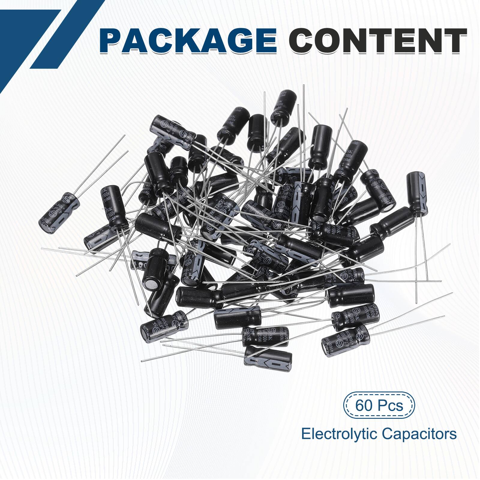 PACKAGE CONTENT

60 Pcs Electrolytic Capacitors