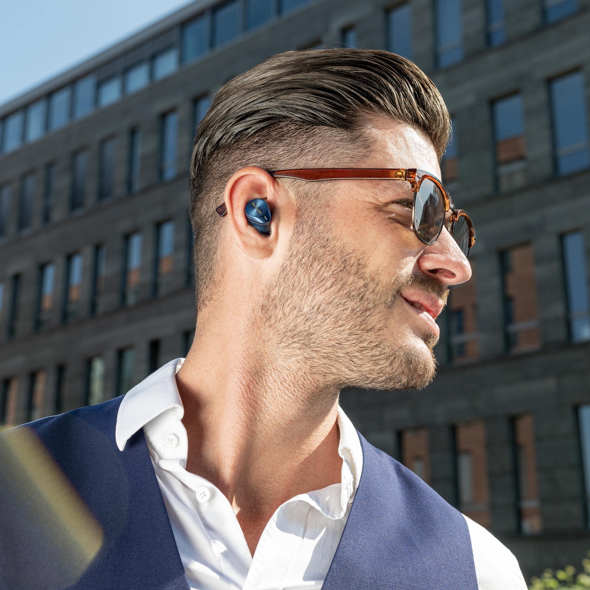 Alt View 13. Technics - Premium HiFi True Wireless Earbuds with Noise Cancelling, 3 Device Multipoint Connectivity, Wireless Charging - Blue.