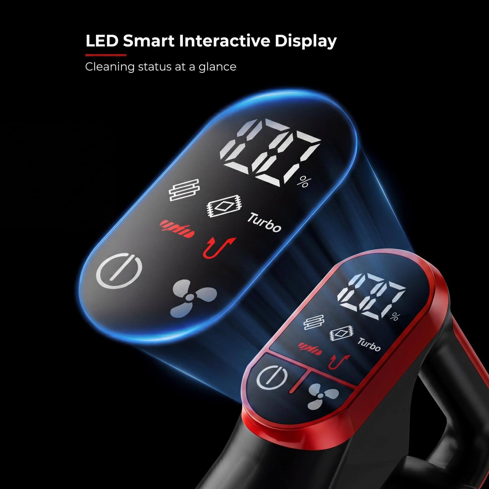 LED Smart Interactive Display  
Cleaning status at a glance  
O % Turbo %  
upn Turbo