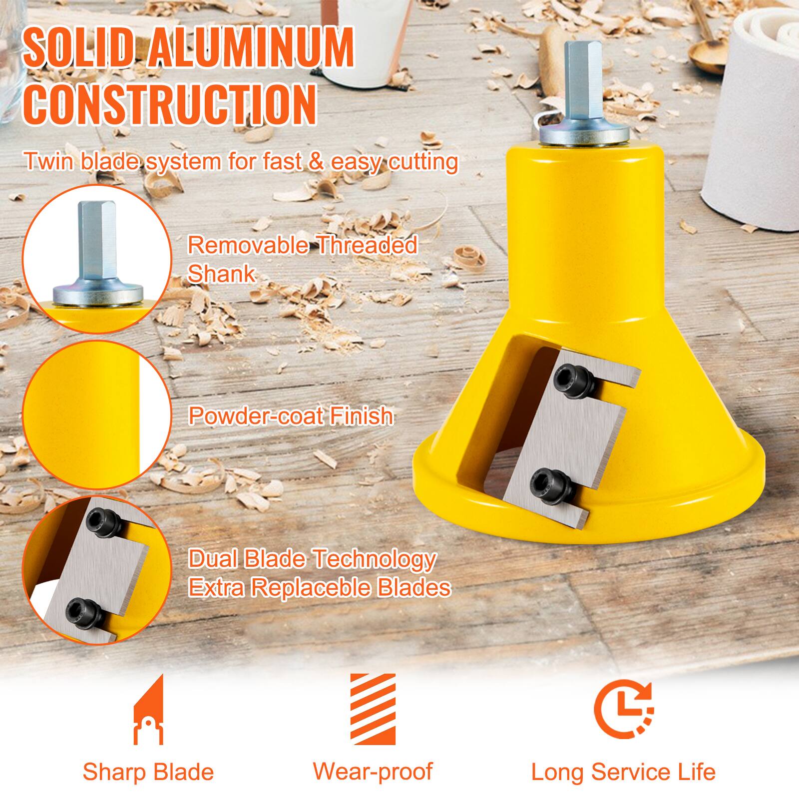 SOLID ALUMINUM CONSTRUCTION

- Twin blade system for fast & easy cutting
- Removable Threaded Shank
- Powder-coat Finish
- Dual Blade Technology
- Extra Replaceable Blades
- Sharp Blade
- Wear-proof
- Long Service Life