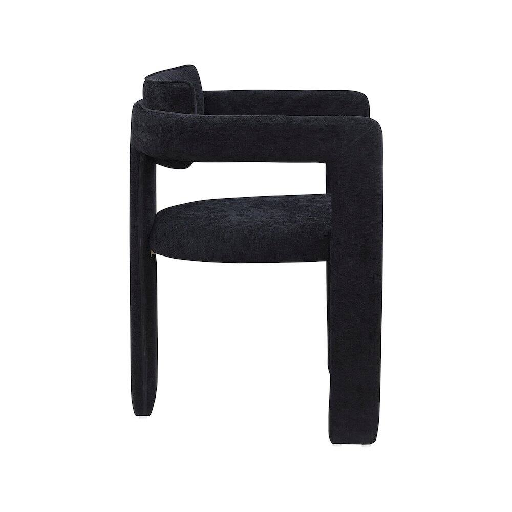 Alt View 3. Meridian Furniture - Brenda Black Chenille Fabric Dining Chair, Set of 2 - Black.