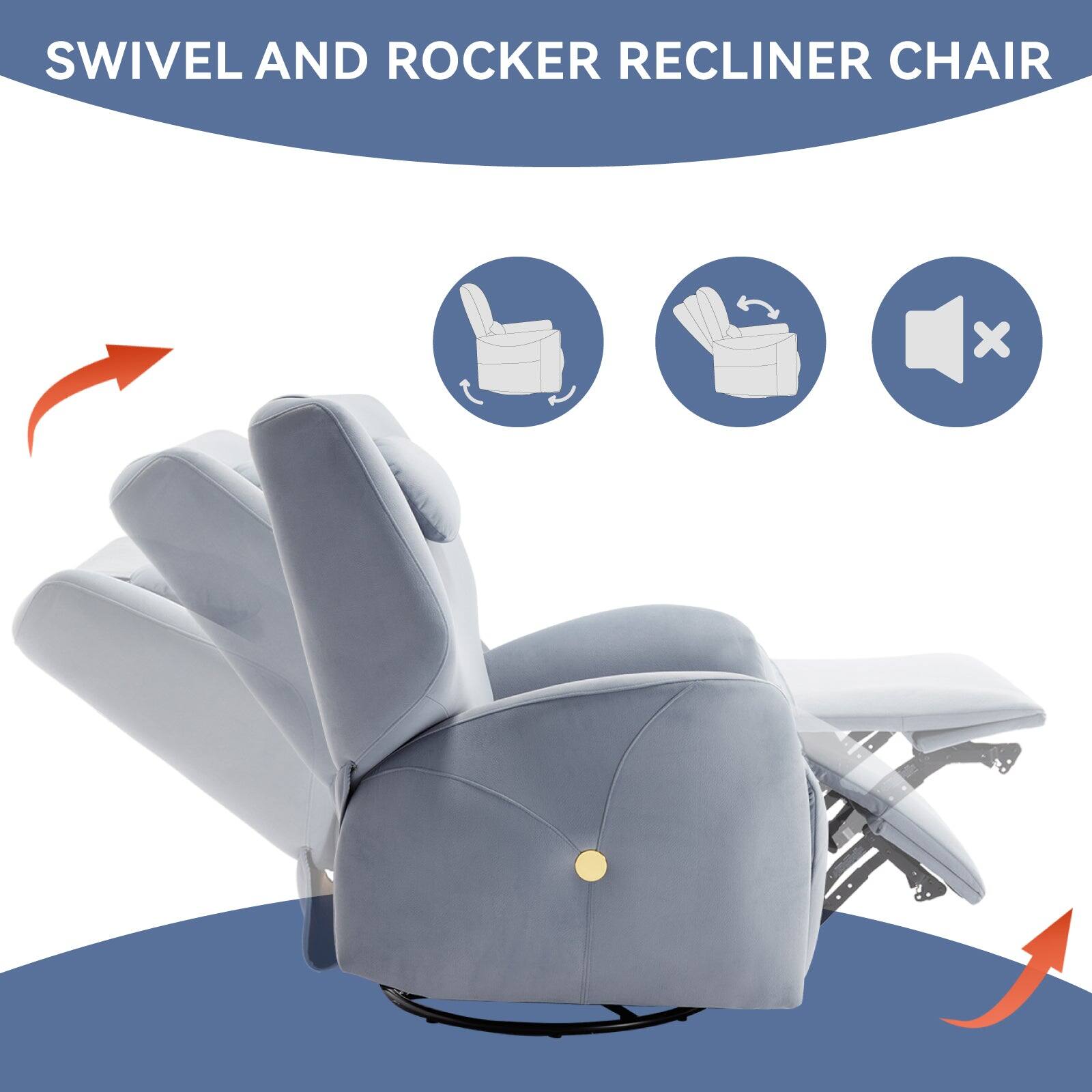 SWIVEL AND ROCKER RECLINER CHAIR x
