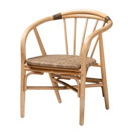 bali & pari - Kyoto Modern Bohemian Rattan Dining Chair - Natural Brown