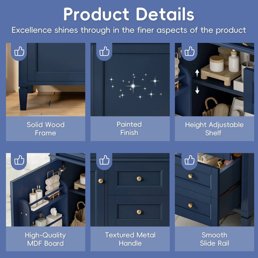 Product Details  
Excellence shines through in the finer aspects of the product

- Solid Wood Frame
- Painted Finish
- Height Adjustable Shelf
- High-Quality MDF Board
- Textured Metal Handle
- Smooth Slide Rail