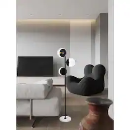 Living District - Eclipse 3 Lights Black Floor Lamp With Clear Glass - Black And Clear