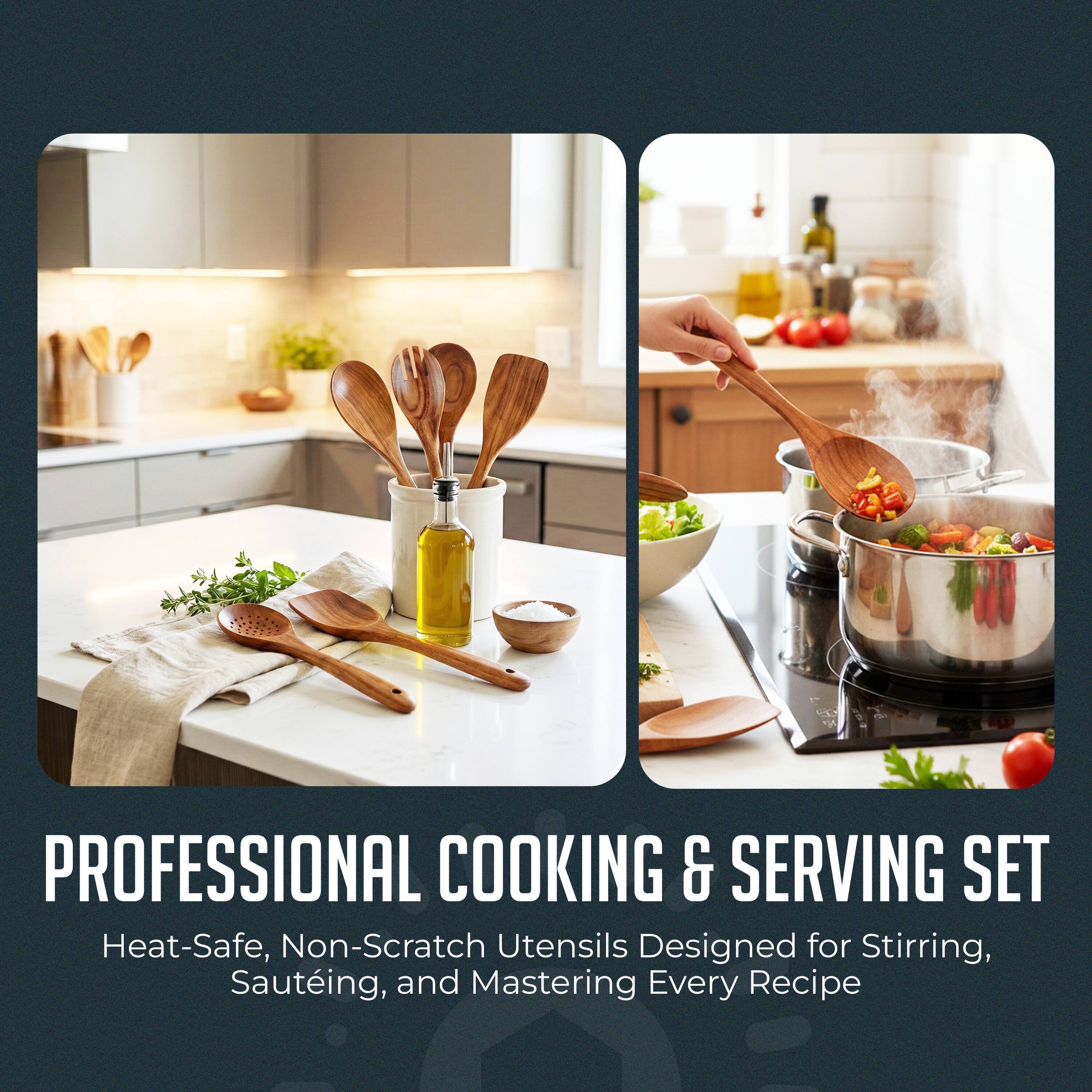 PROFESSIONAL COOKING & SERVING SET  
Heat-Safe, Non-Scratch Utensils Designed for Stirring, Sautéing, and Mastering Every Recipe