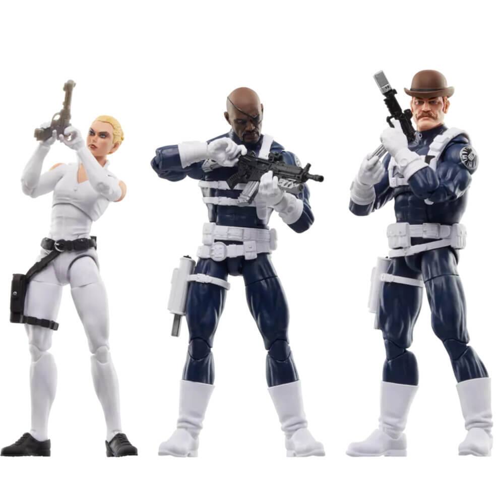 Front. Marvel - Hasbro F9047 6 inch Marvel Legends Series S.H.I.E.L.D 3-Pack Action Figures - Black.