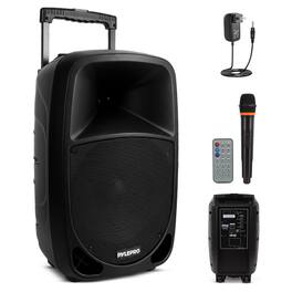 Pyle - 1000W Portable Bluetooth PA Speaker, 10” Subwoofer, UHF Wireless Mic, MP3/USB/SD, Rechargeable - PSBT105A