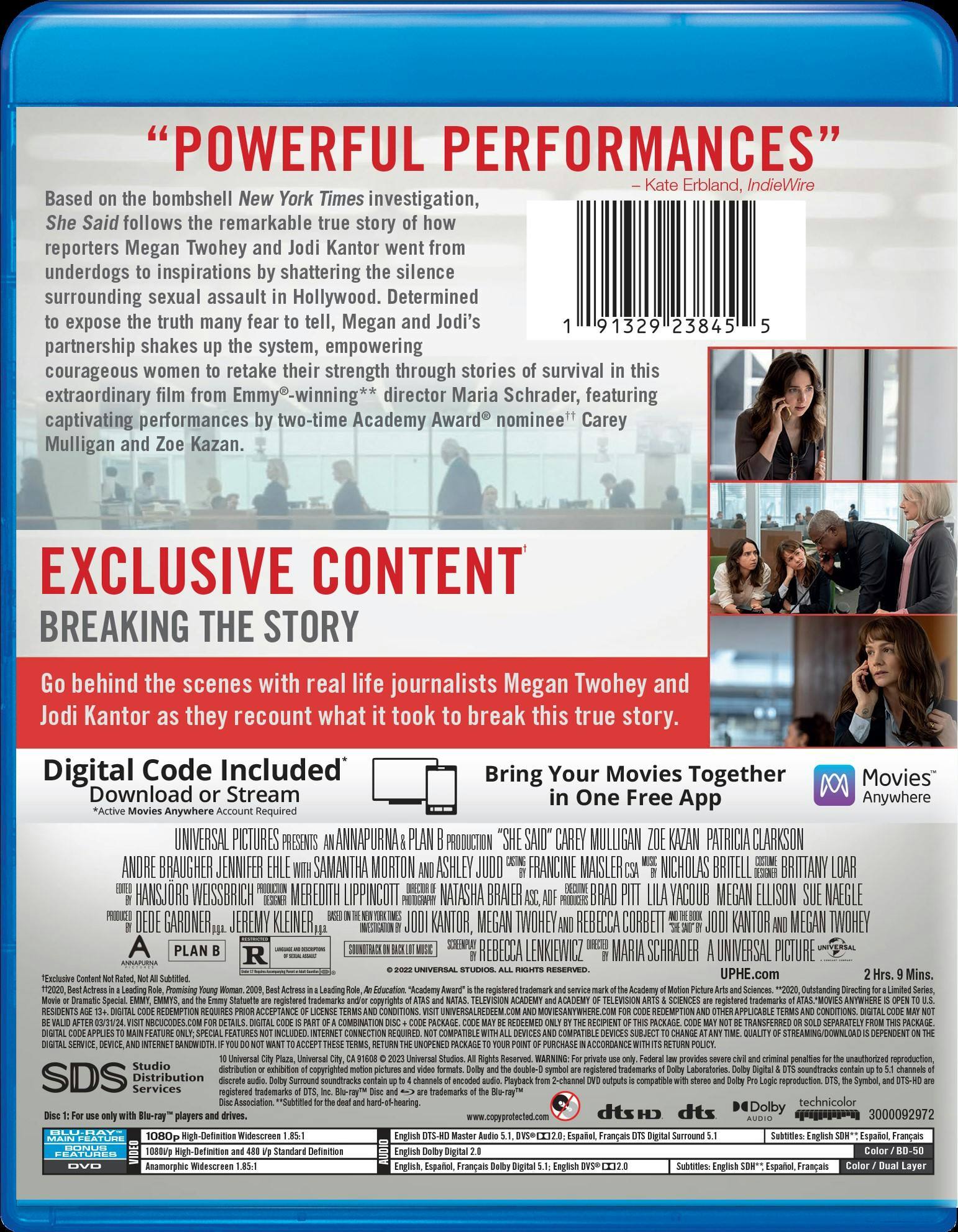 Back. She Said (with DVD) [Blu-ray].