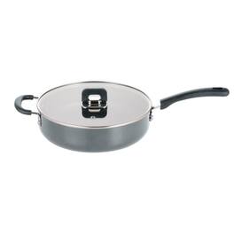 NutriChef - 3.7Qt Sauté Pan with Lid, Non-Stick Stylish Kitchen Cookware, Works with NCCWSTKGRY (NCWSTKGRYSAU37) - Gray