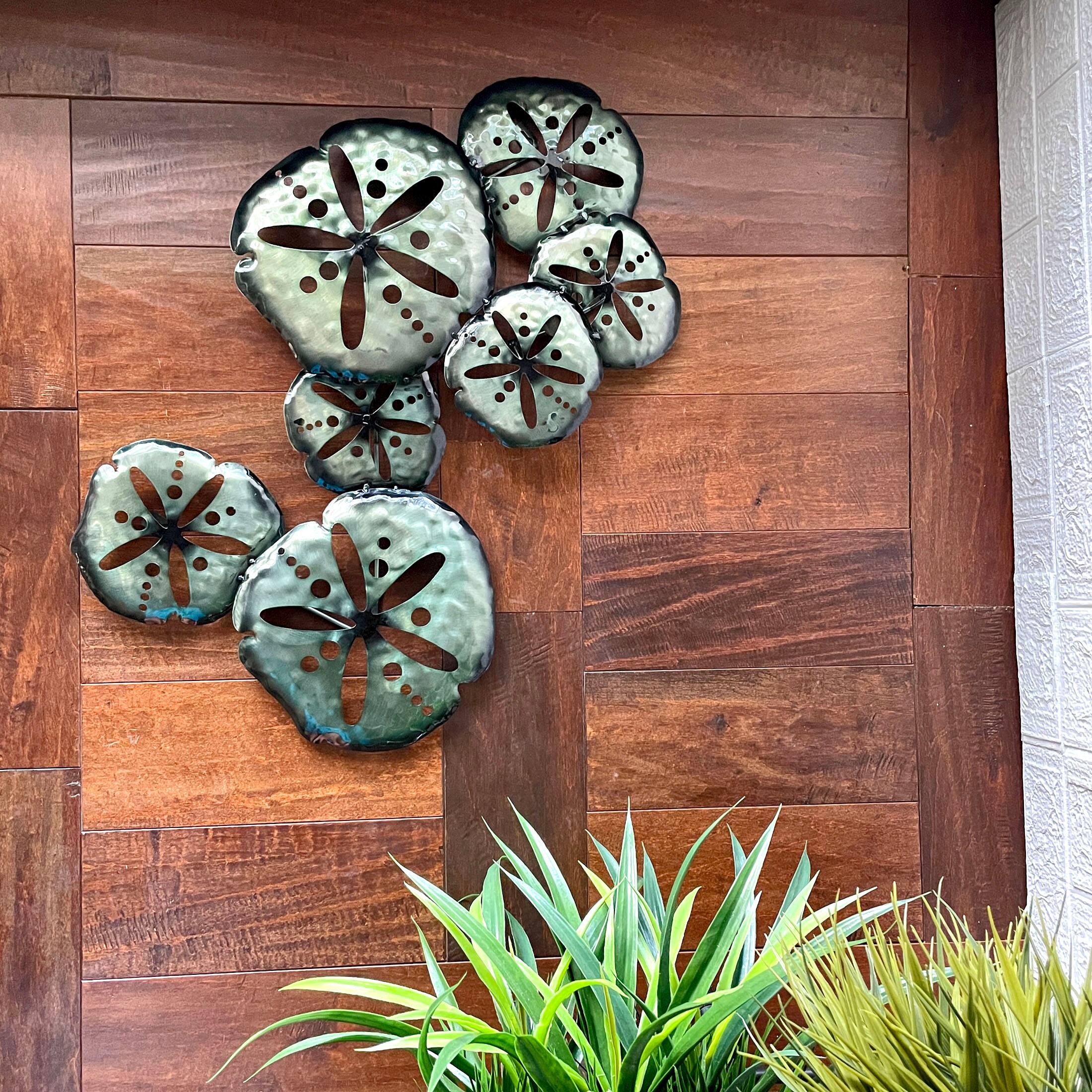 Alt View 4. Things2Die4 - Metal Sand Dollar Wall Decor 25in Coastal Beach Nautical Iridescent Art - Dark Green.
