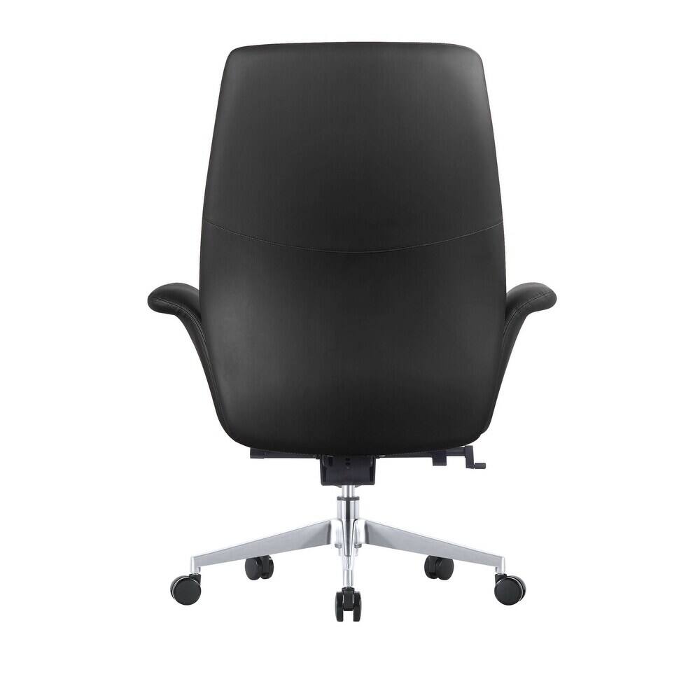 Alt View 2. LeisureMod - Summit Leather Office Chair with Durable Metal Frame, Adjustable Height, Swivel, Tilt, and Plush Cushion Support - Black.
