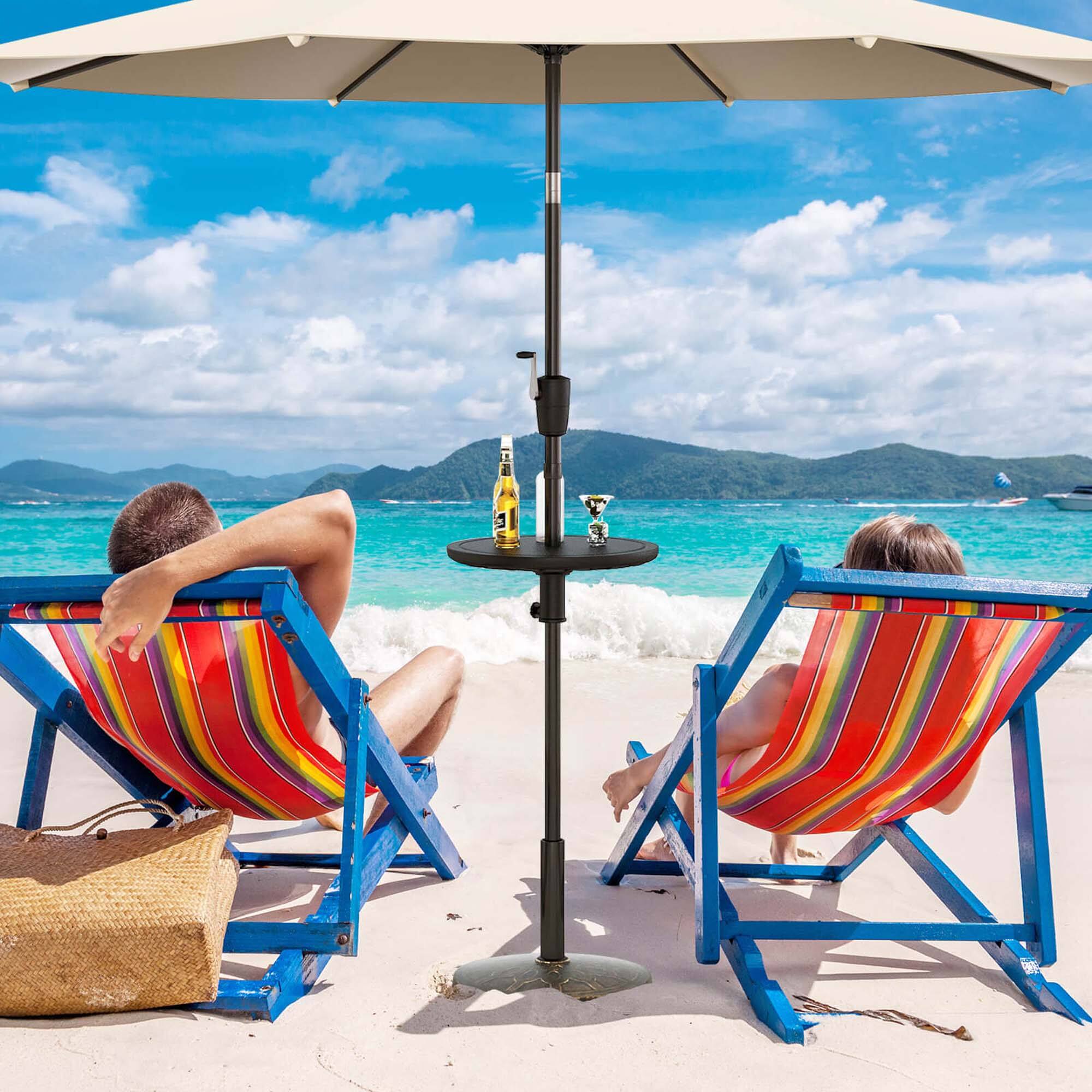 Alt View 1. Costway - 20" Patio Umbrella Table with 1.5" Umbrella Hole All-weather Round Table Tray - Black.