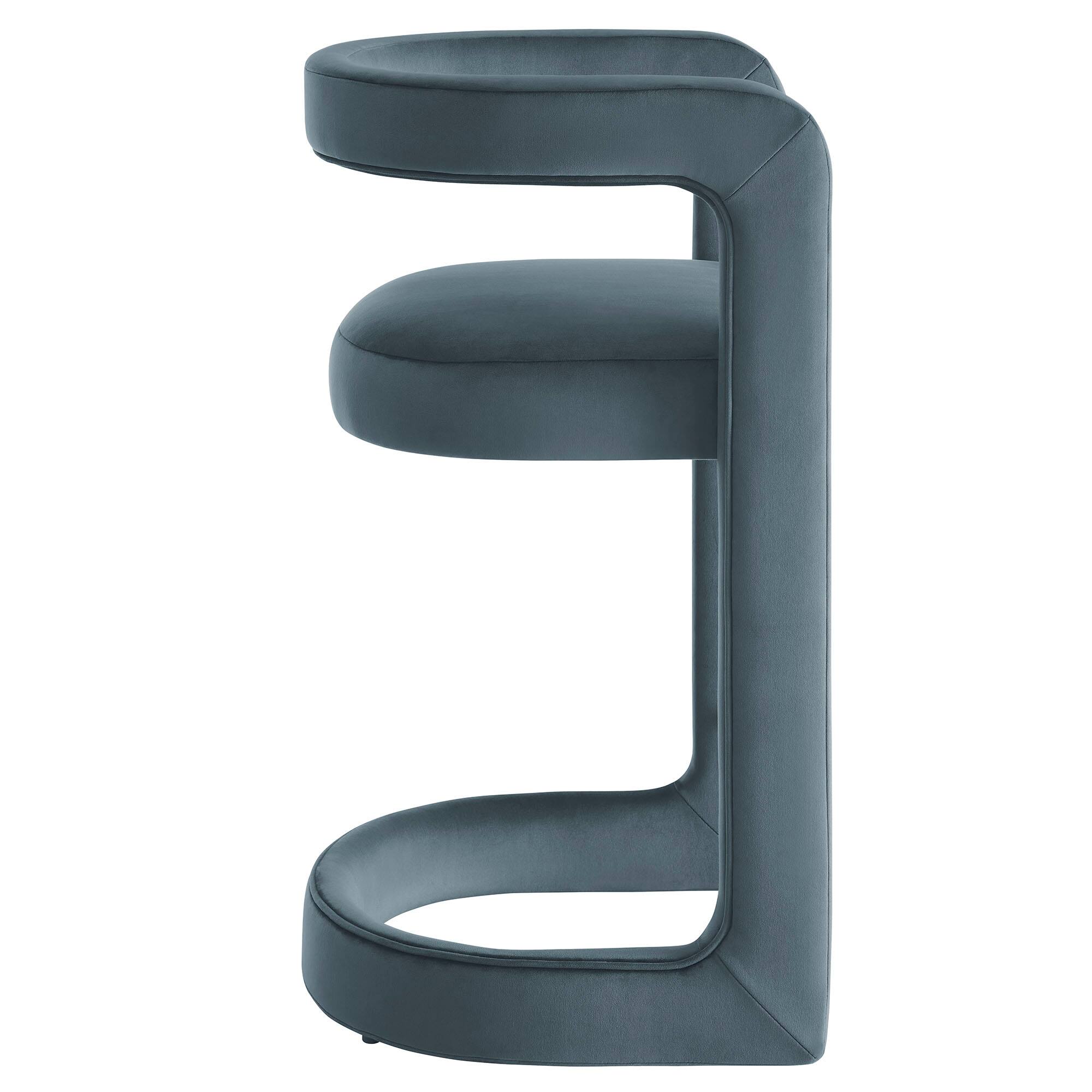 Back. Modway - Winslow Performance Velvet Counter Stool - Blue.