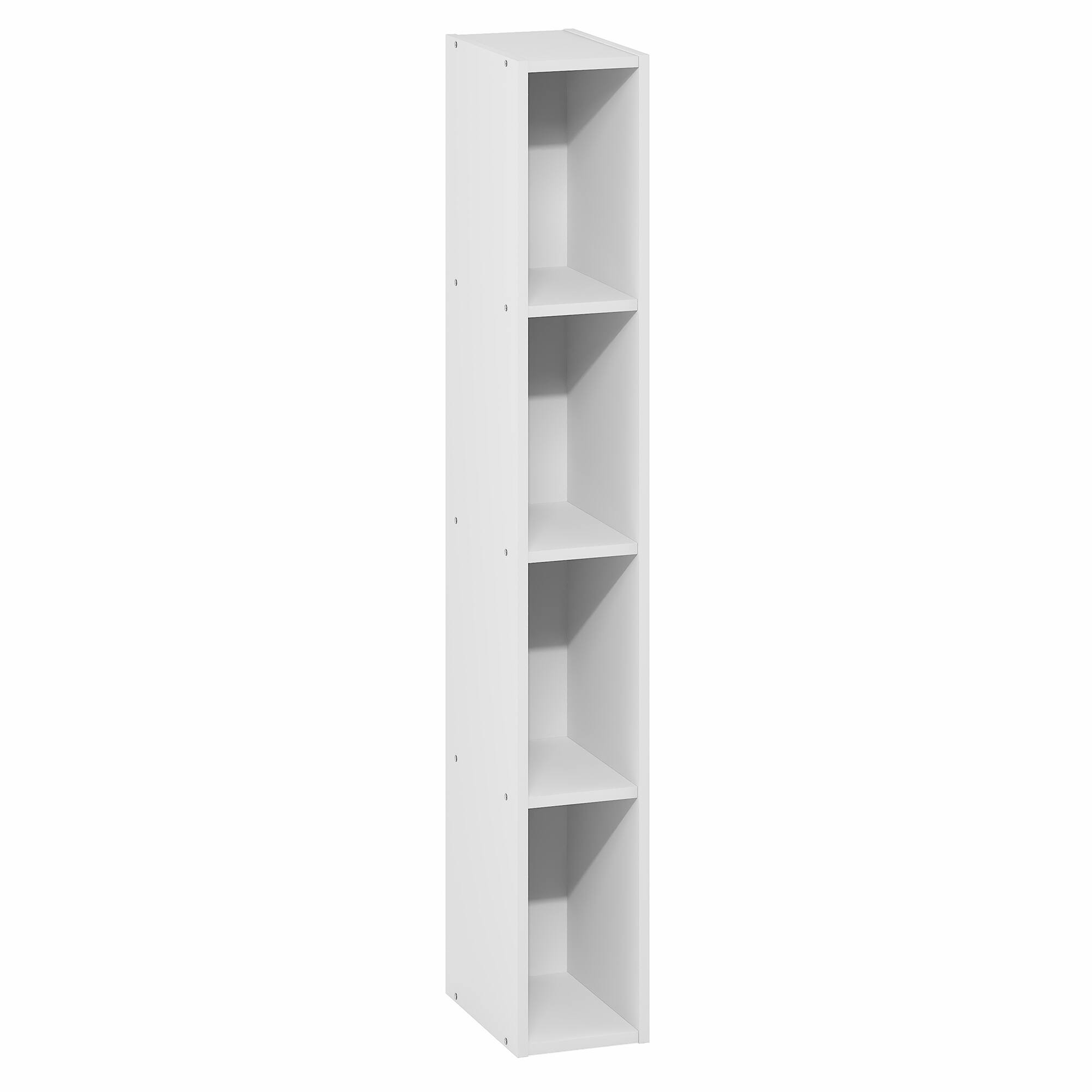 Alt View 5. Furinno - FULDA Book Shelf, 4-Tier Narrow Bookshelf, Standing Bookcase with 6-In Width Storage Shelf, 9.3 x 5.9 x 41.6 - White.