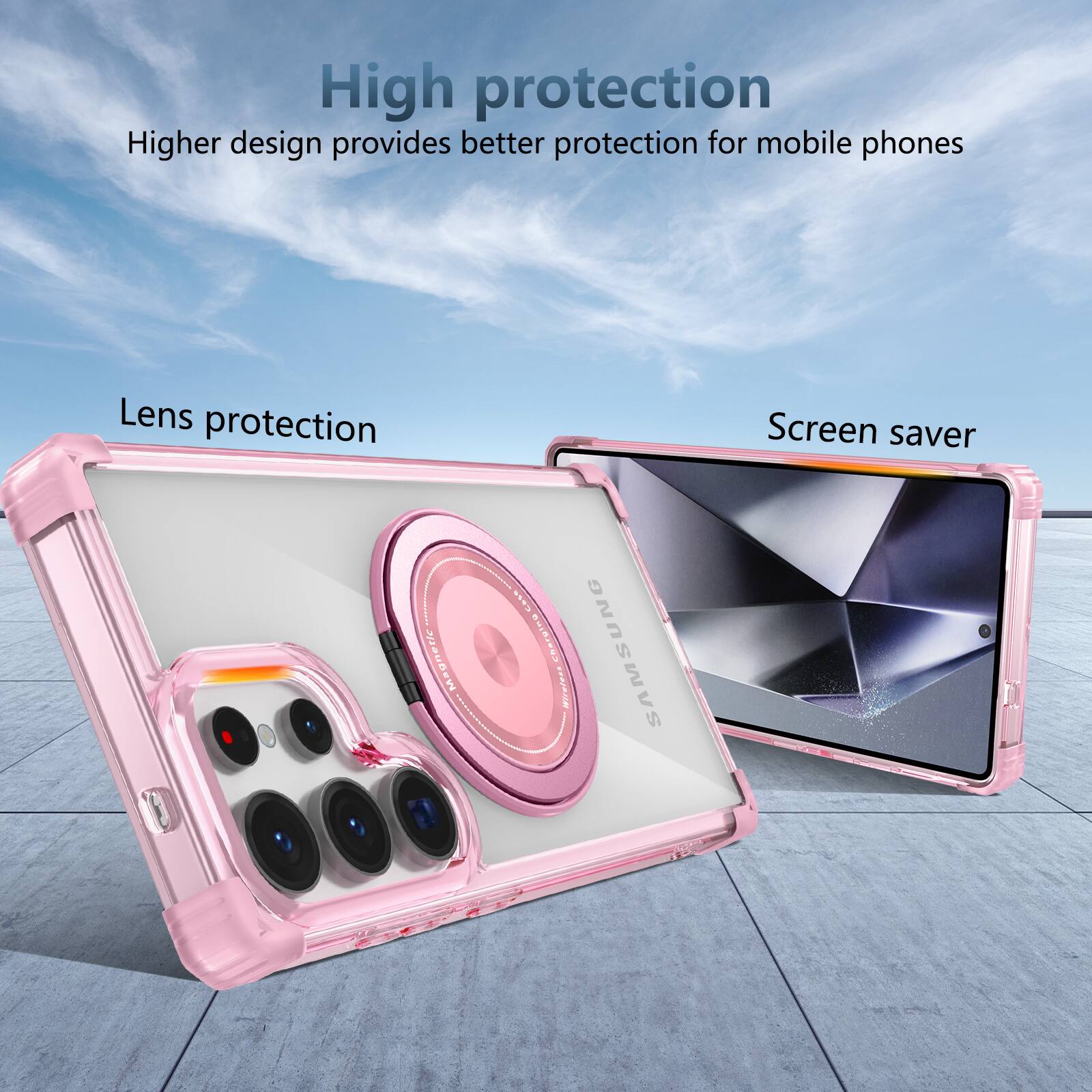 High protection  
Higher design provides better protection for mobile phones  
Lens protection  
Screen saver  
213 Magne S  
Ehergiog  
SAMSUNG