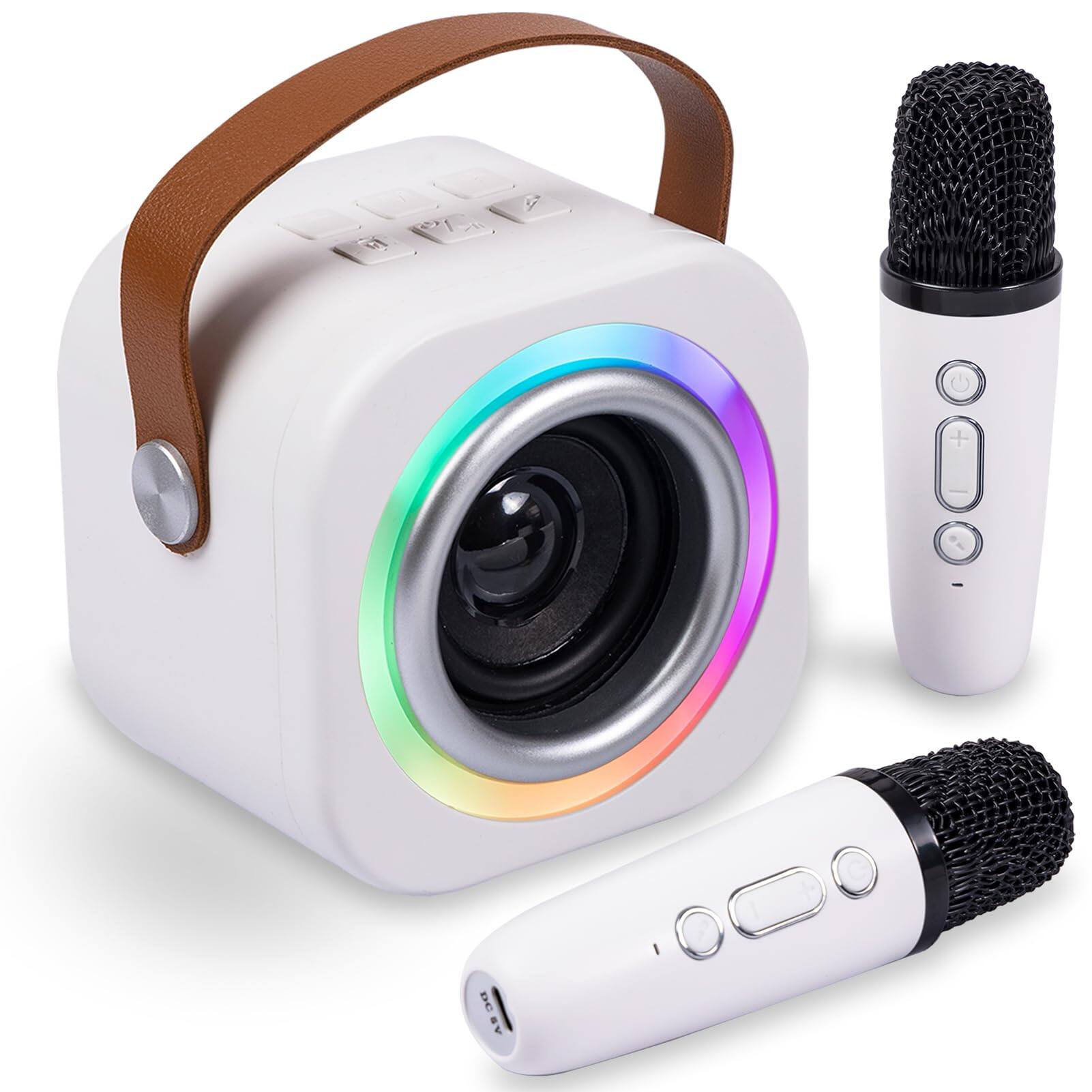Cozy Serene - Mini Karaoke Machine Wireless Mics Top Singing Toys Birthday Gifts Ideas Ages Years Old Great Mini Karaoke Machine For - Off white