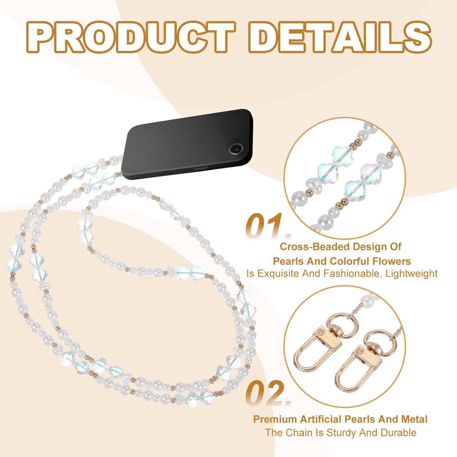 PRODUCT DETAILS

01. Cross-Beaded Design Of Pearls And Colorful Flowers Is Exquisite And Fashionable, Lightweight

02. Premium Artificial Pearls And Metal The Chain Is Sturdy And Durable