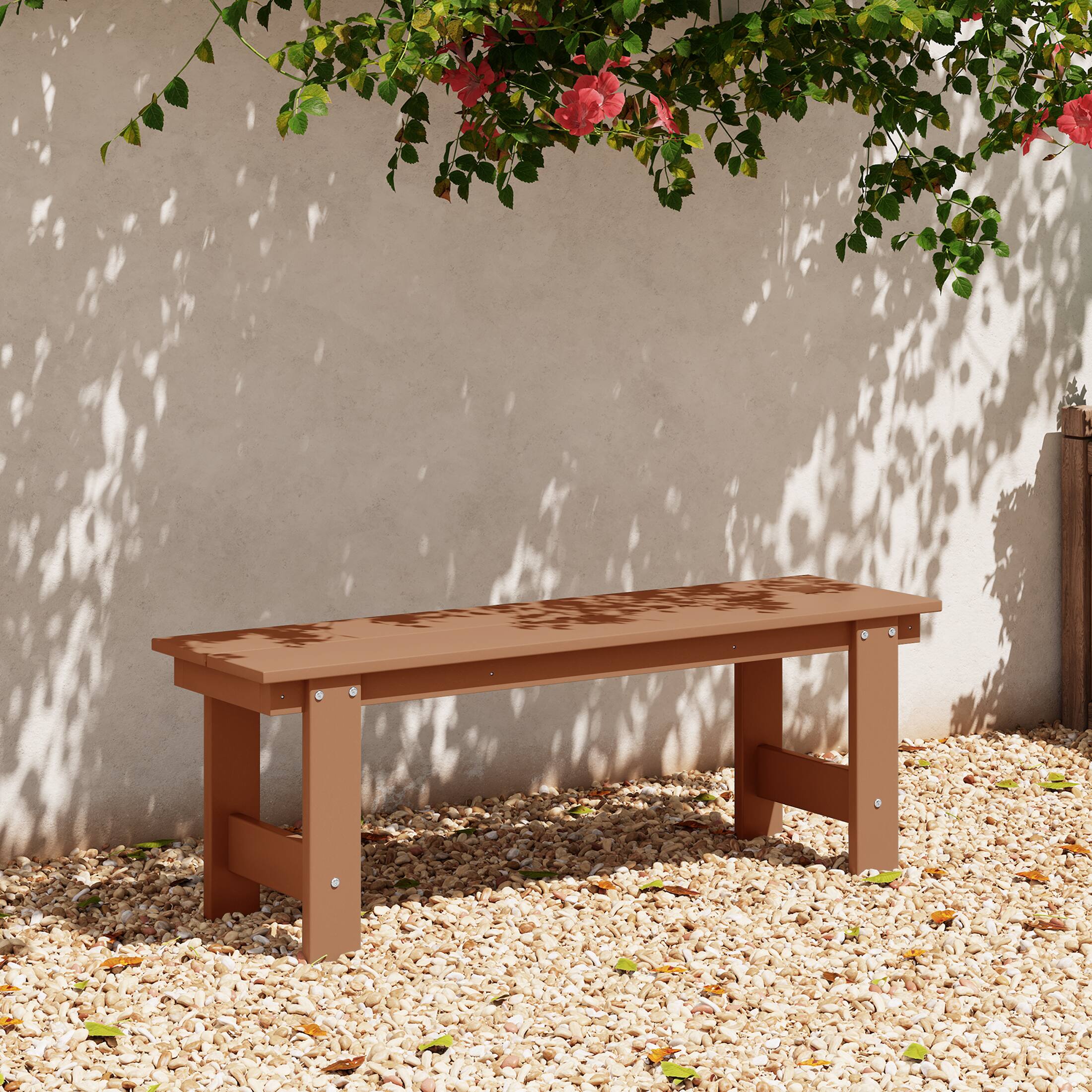 Angle. WestinTrends - WestinTrends Ashore Outdoor HDPE 48" Modern Backless Patio Bench - Teak.