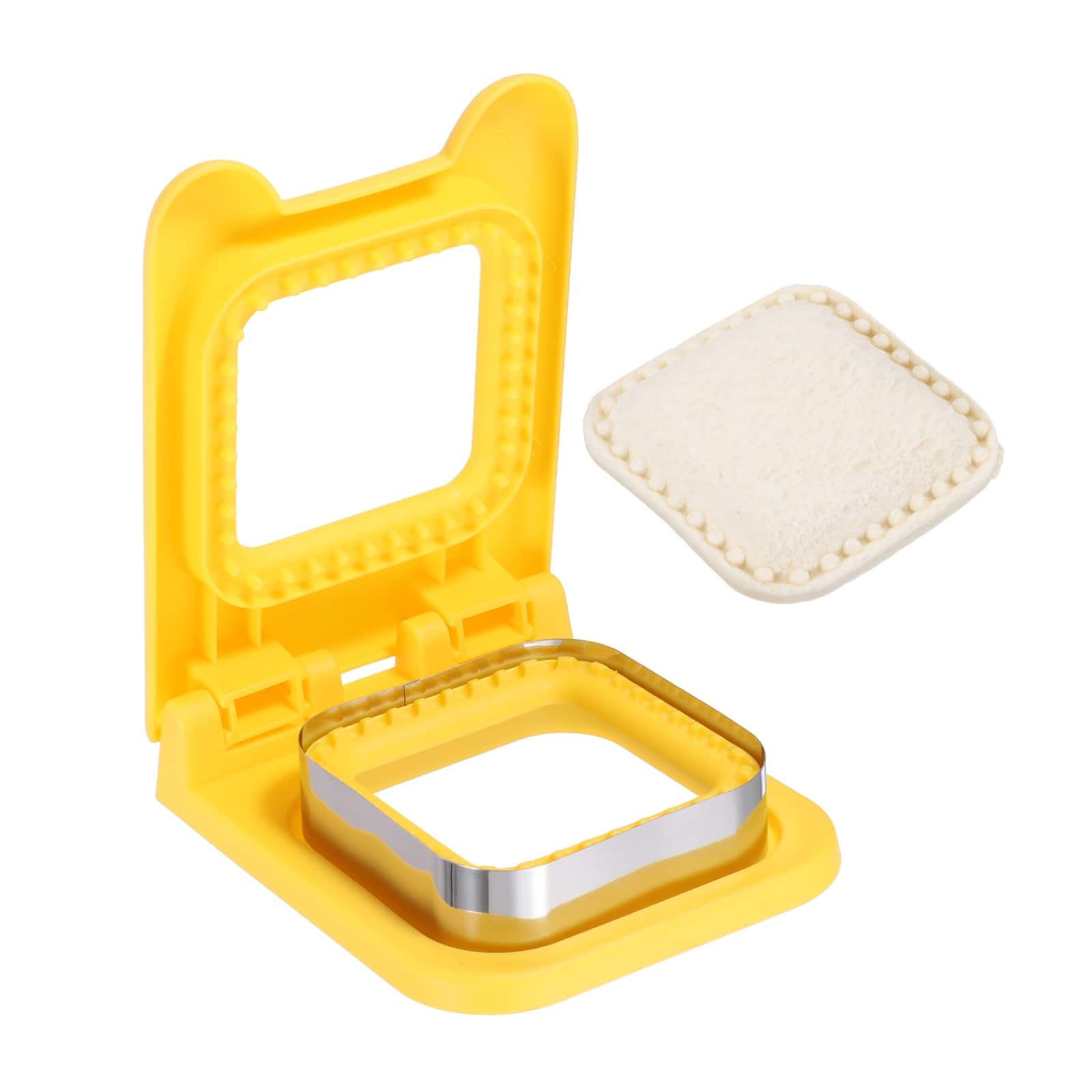 Unique Bargains - Crustless Sandwich Cutter, Square-Shape Uncrustable Sealer for DIY Breakfast Lunch Tea - Yellow