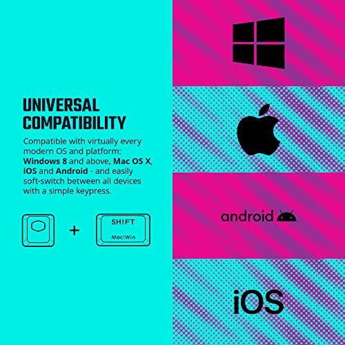 UNIVERSAL COMPATIBILITY

Compatible with virtually every modern OS and platform: Windows 8 and above, Mac OS X, iOS and Android - and easily soft-switch between all devices with a simple keypress.

+ SHIFT Mac/Win

android

iOS