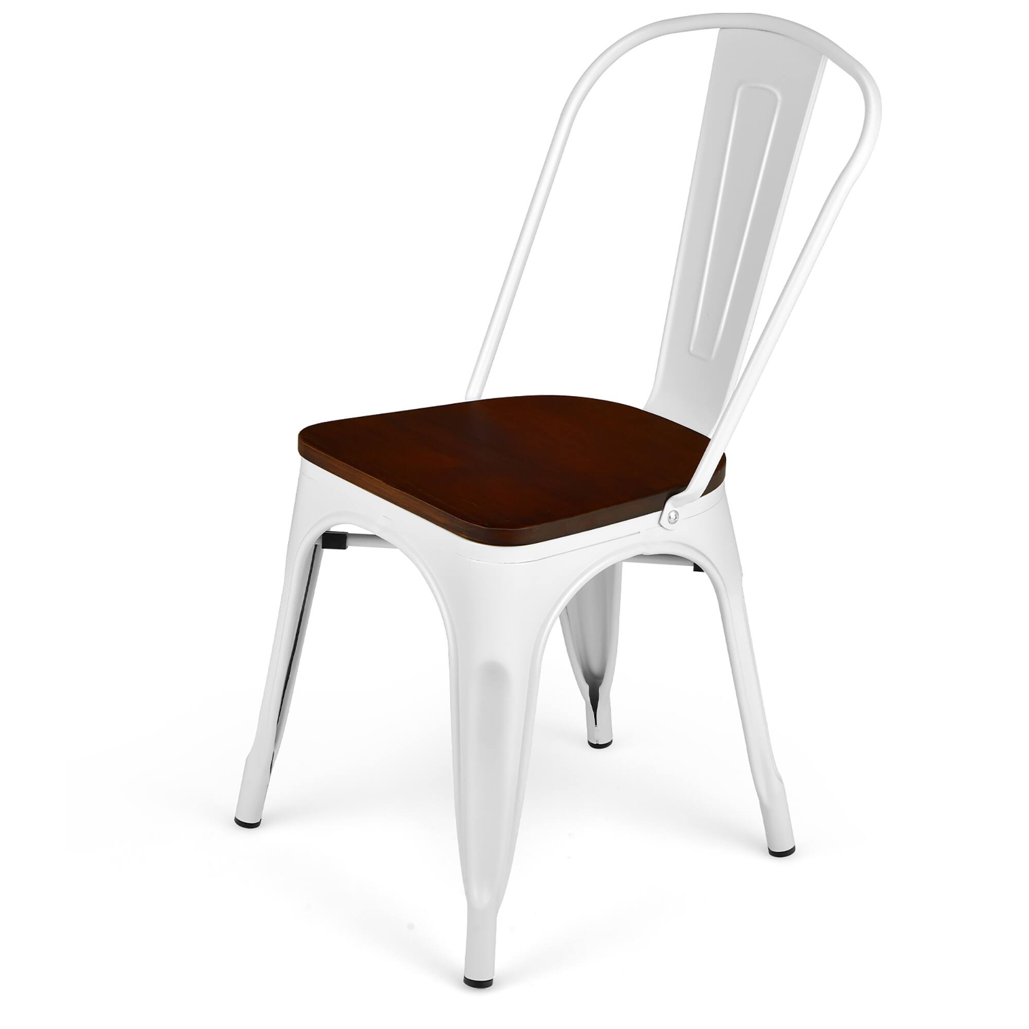 Alt View 9. Costway - Costway Set of 4 Modern Metal Dining Side Chair Wood Seat Stackable Cafe Bistro - as pic.
