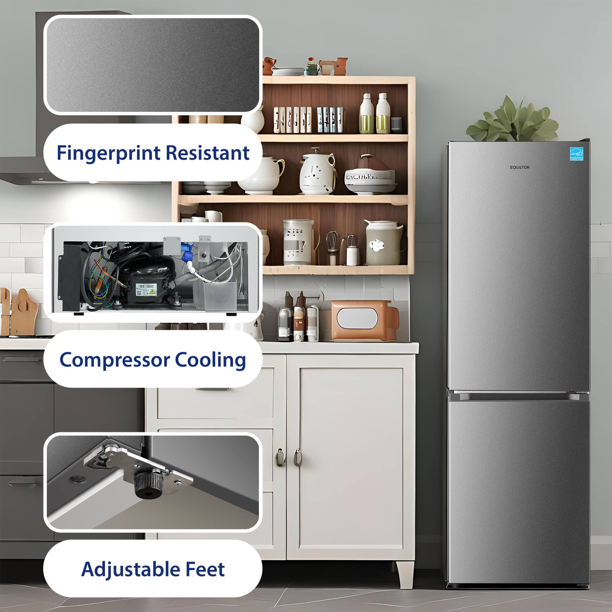 Fingerprint Resistant  
Compressor Cooling  
Adjustable Feet