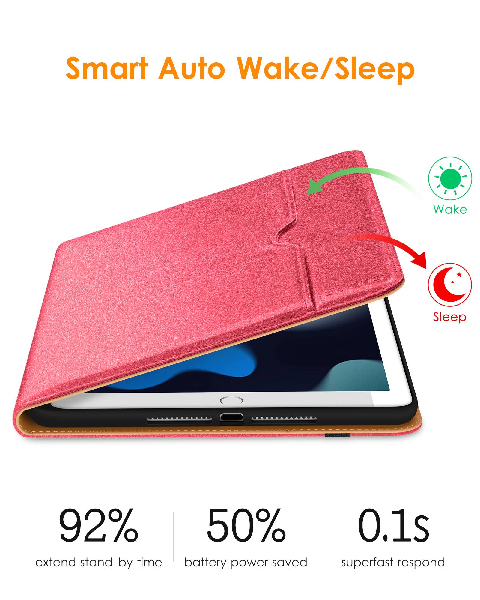 Smart Auto Wake/Sleep

- 92% extend stand-by time
- 50% battery power saved
- 0.1s superfast respond

Wake
Sleep