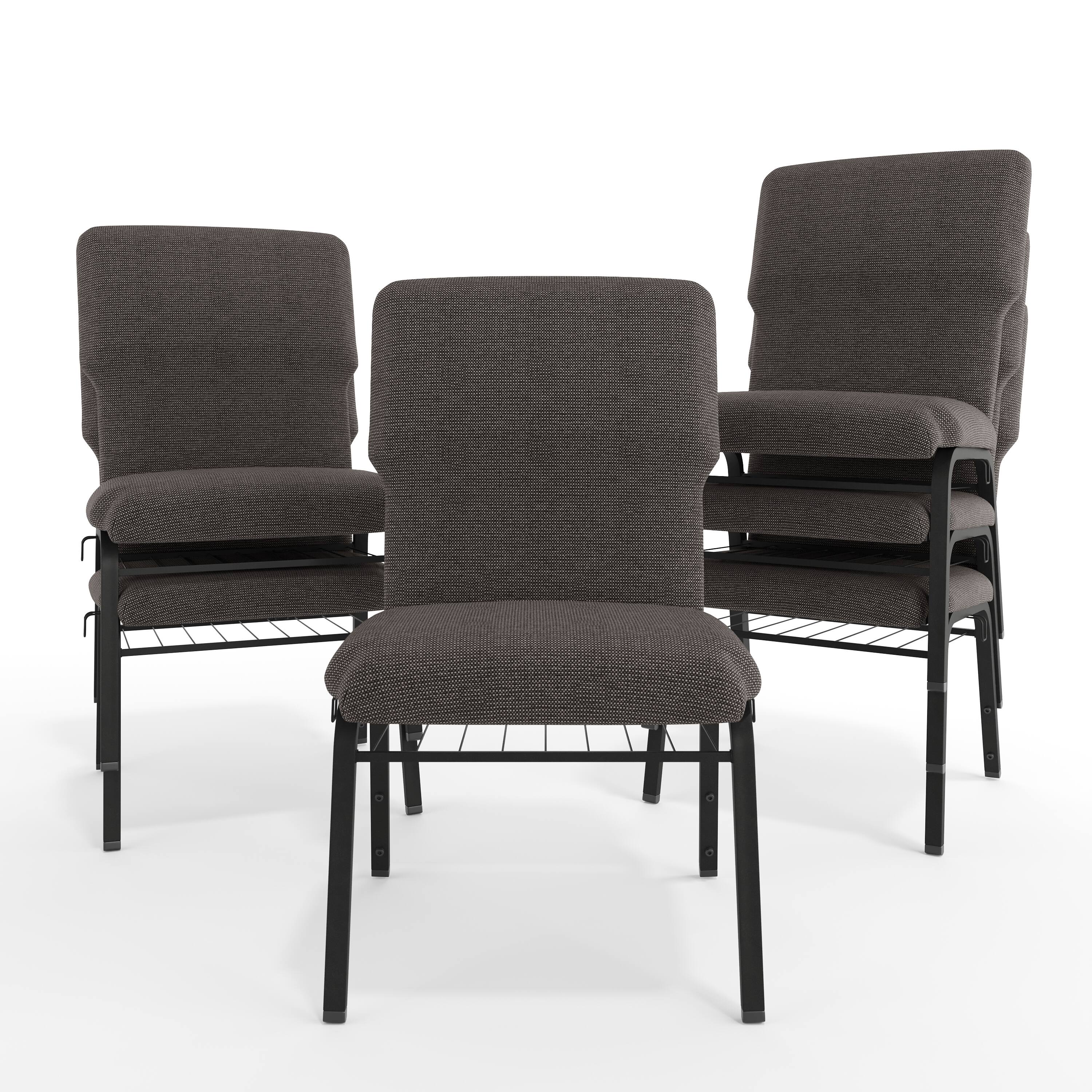 Alt View 10. Emma + Oliver - Discount Church Chair - 21 in. Wide - Black Marble Fabric/Black Frame.