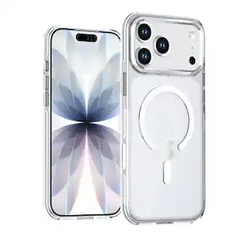 Dteck - for Apple iPhone 17 Pro Max Clear Magnetic Case,Lightweight Glossy Hard PC Shockproof Qi Wireless Charging Phone Cover - White