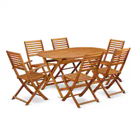 East West Furniture - Wooden Patio Set Natural Oil - Brown