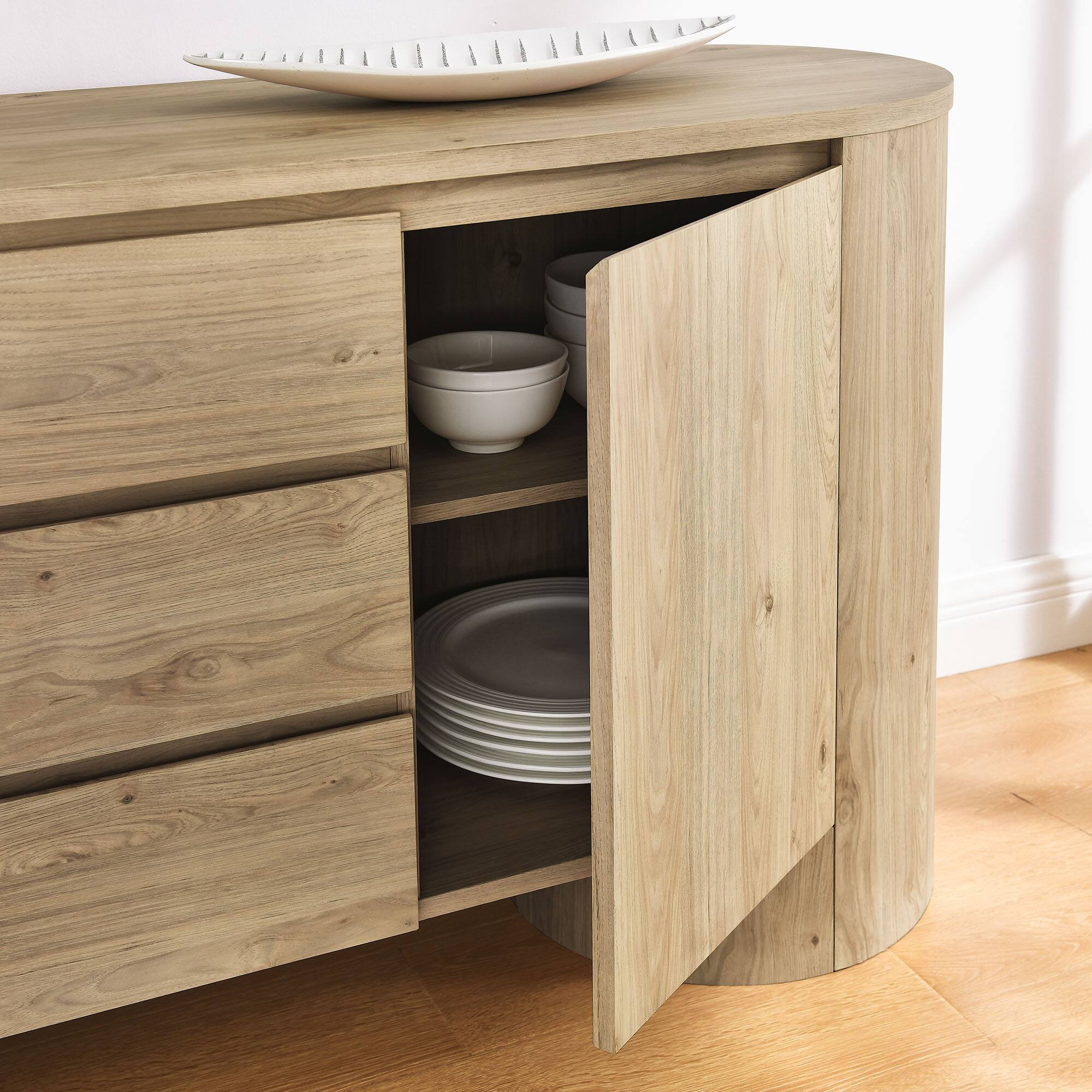 Alt View 2. Modway - Duval 71" Rounded Sideboard Storage Cabinet by Modway - Hickory Frost.