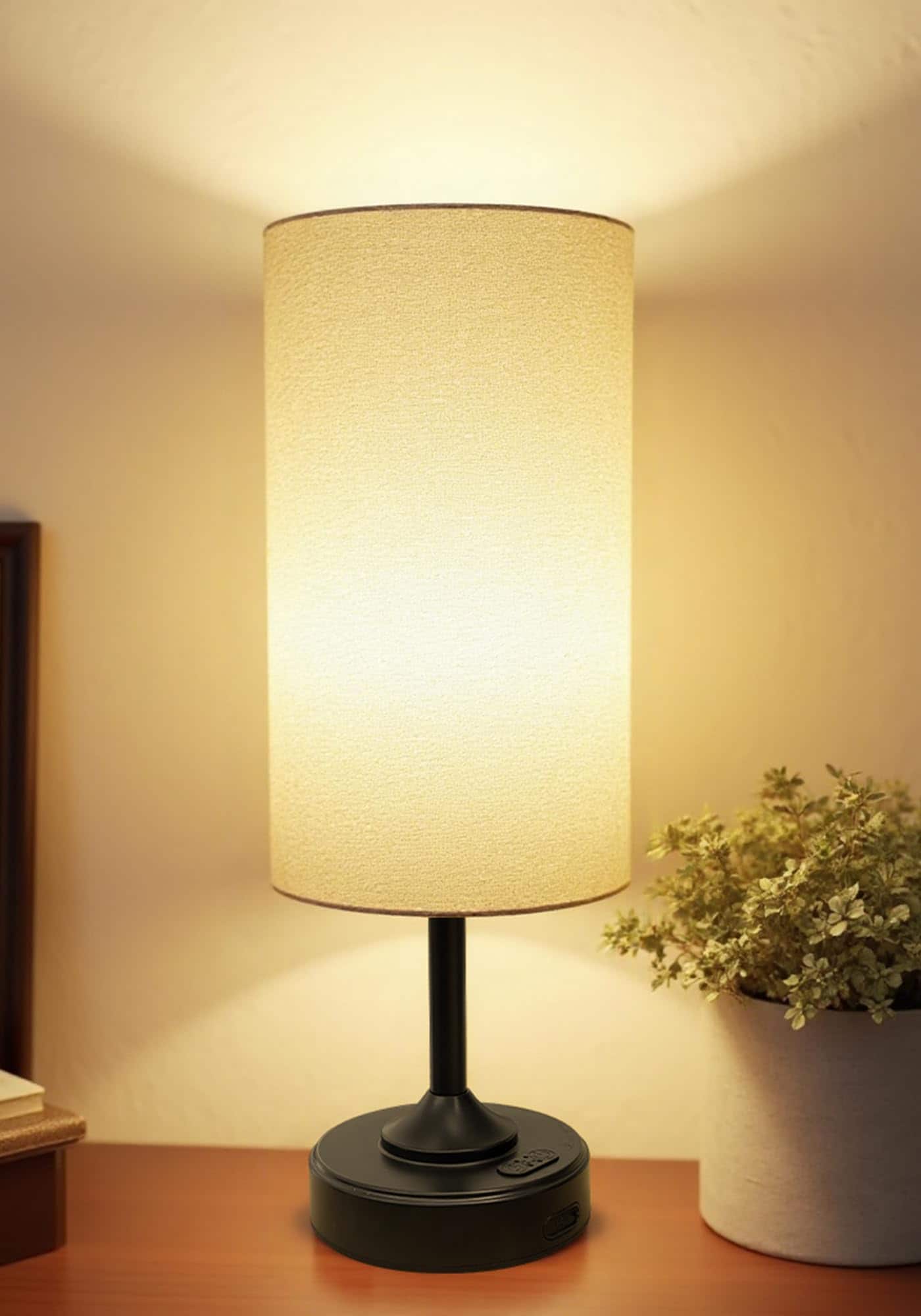 HM 1810 - Cordless Table Lamp Bedside Dimmable Touch Timer 2700K Bedroom Portable LED Wireless Rechargeable Bright - Black 1-PACK