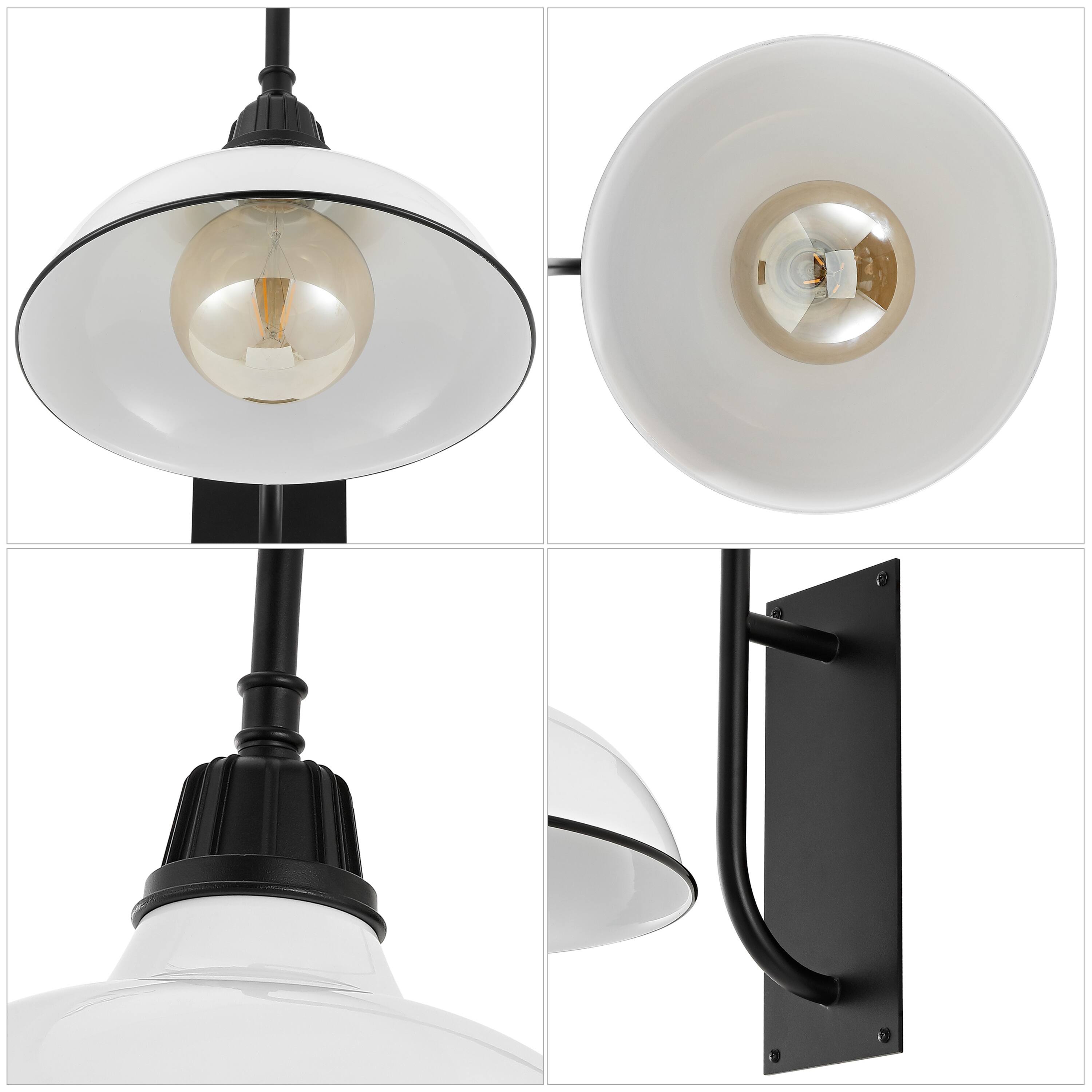 Alt View 4. Jonathan Y - Stanley 12.25" 1-Light Farmhouse Industrial Indoor/Outdoor Iron LED Gooseneck Arm Outdoor Sconce, White - White/Black.