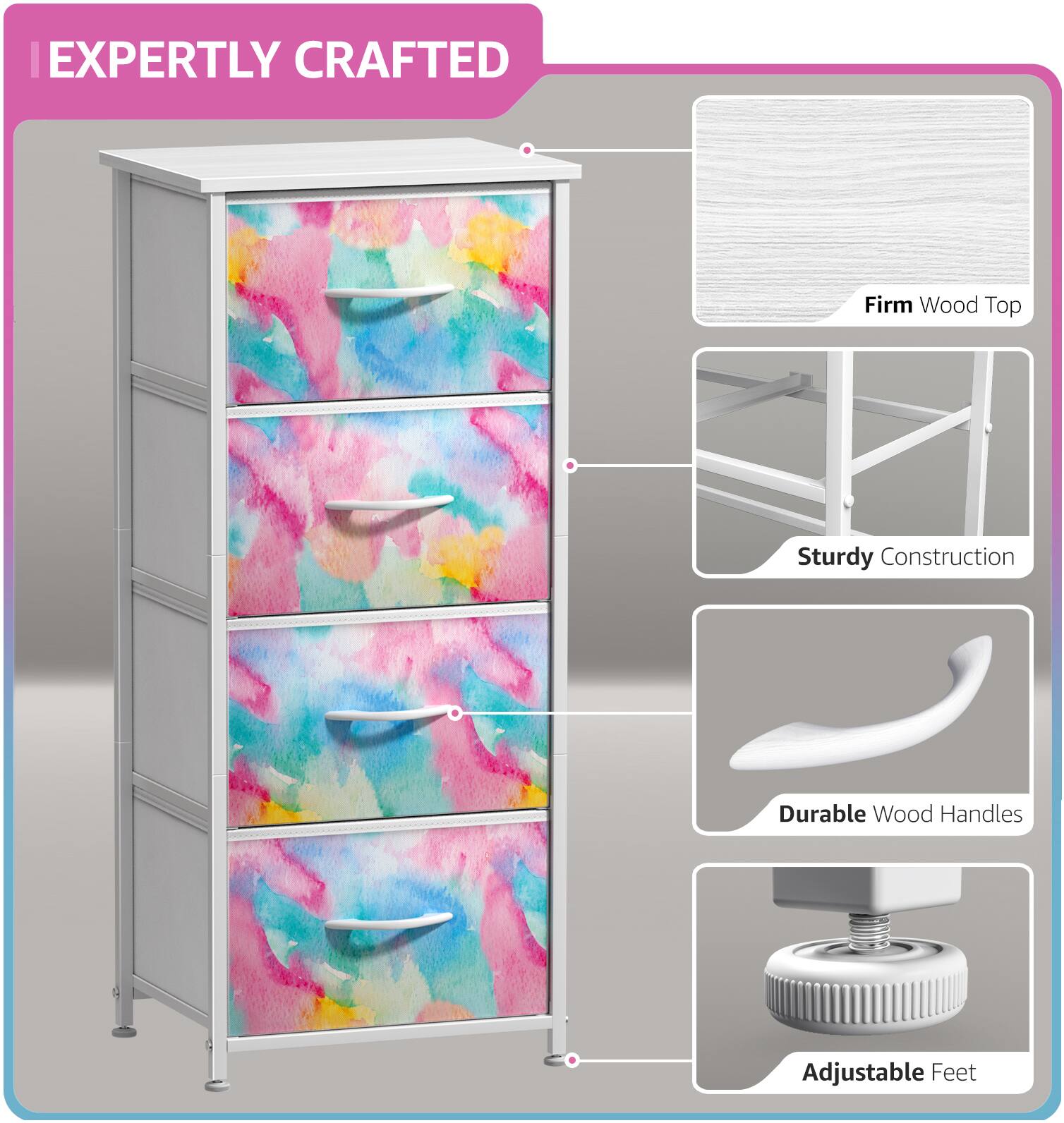 EXPERTLY CRAFTED

- Firm Wood Top
- Sturdy Construction
- Durable Wood Handles
- Adjustable Feet