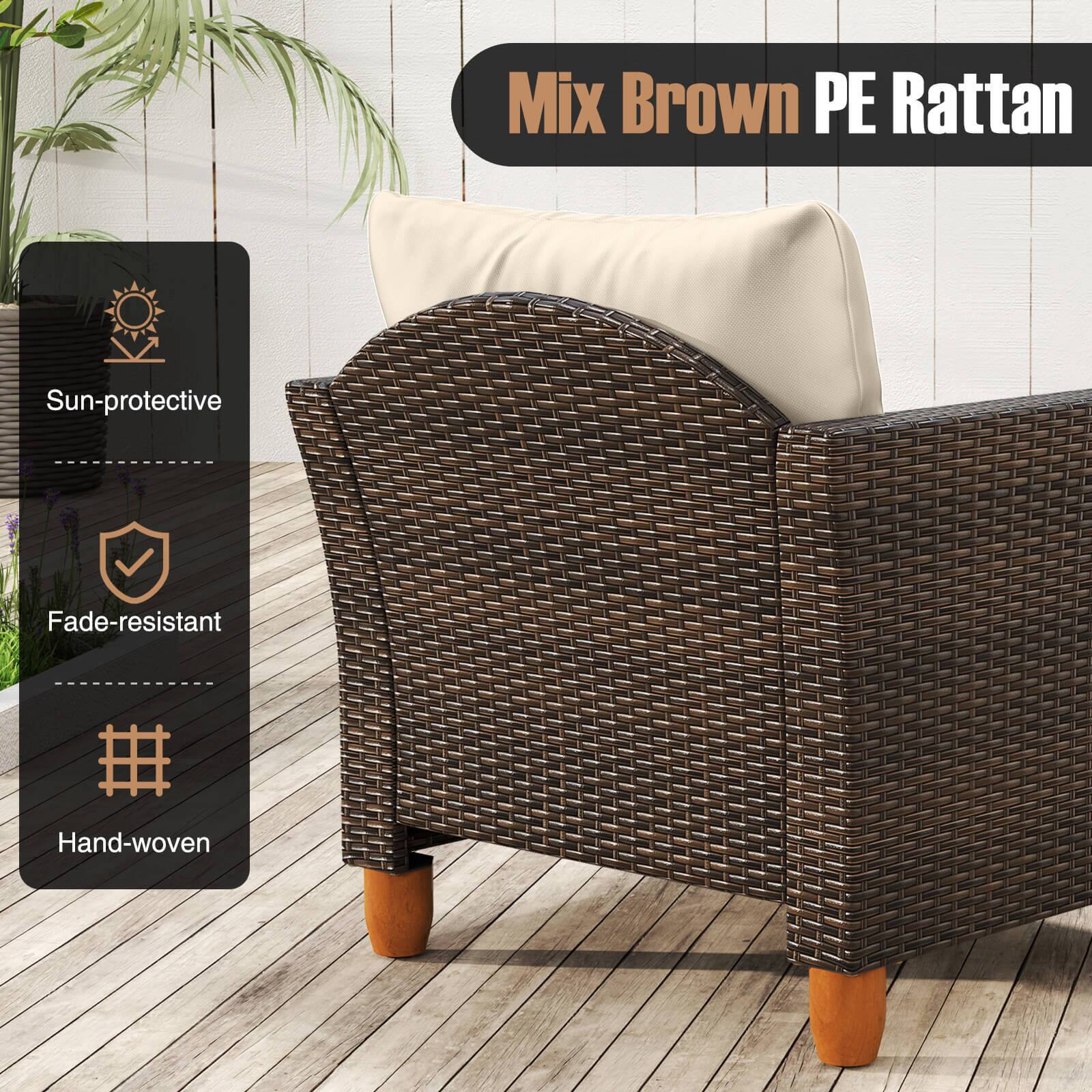 Mix Brown PE Rattan, Sun-protective, Fade-resistant, Hand-woven