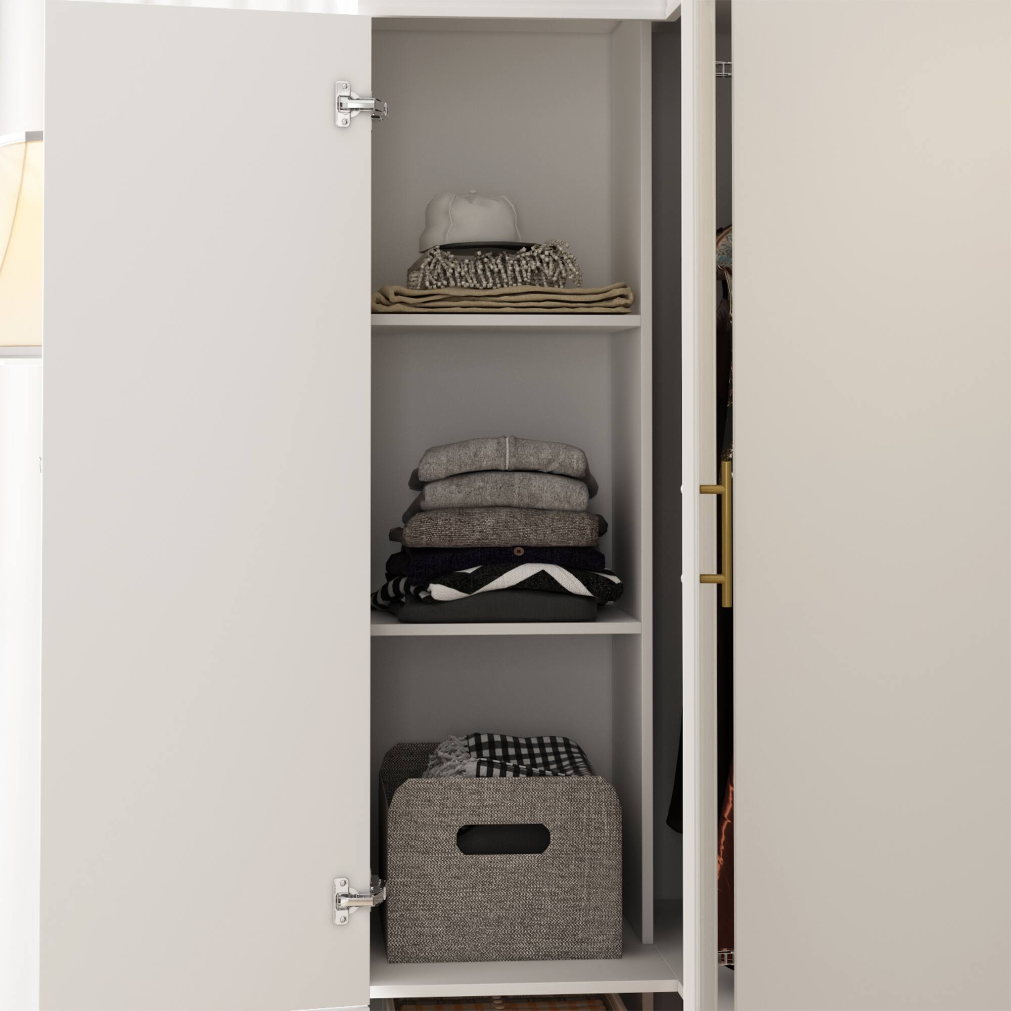 Alt View 7. FUFU&GAGA - Space-Saving Corner Wardrobe – Large Capacity Closet for Bedroom Organization - White.