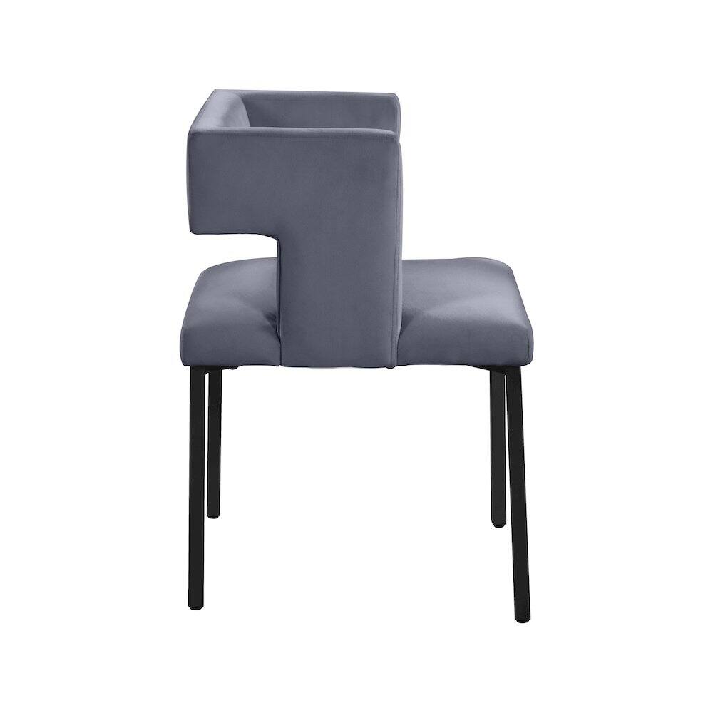 Alt View 2. Meridian Furniture - Caleb Grey Velvet Dining Chair, Set of 2 - Grey.