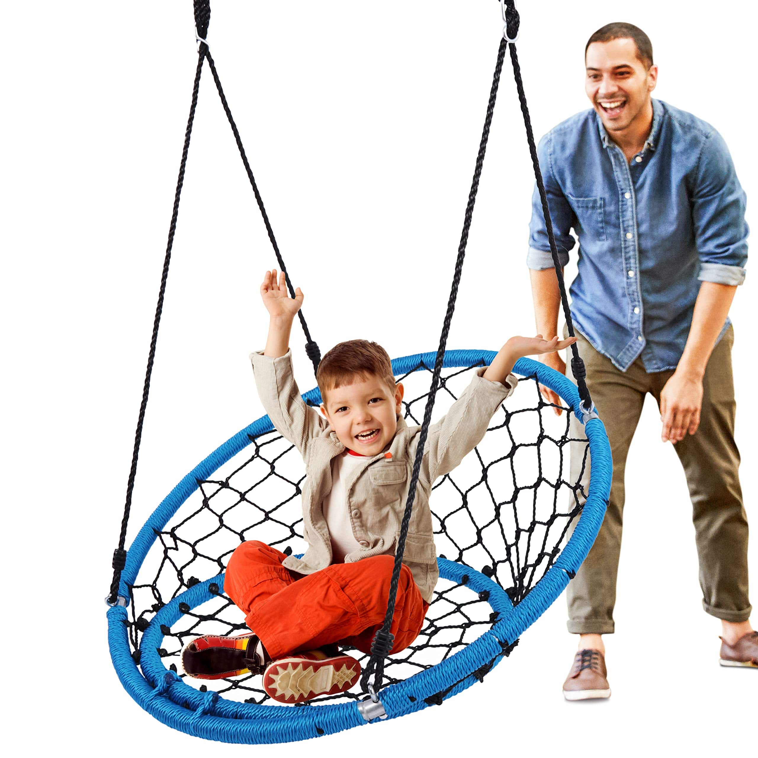 Photos - Garden Furniture Swing SereneLife - 35.5" Hanging Netted Seat  – Indoor/Outdoor Round Saucer , UV Resistant – SLSWNG125 SLSWNG125 