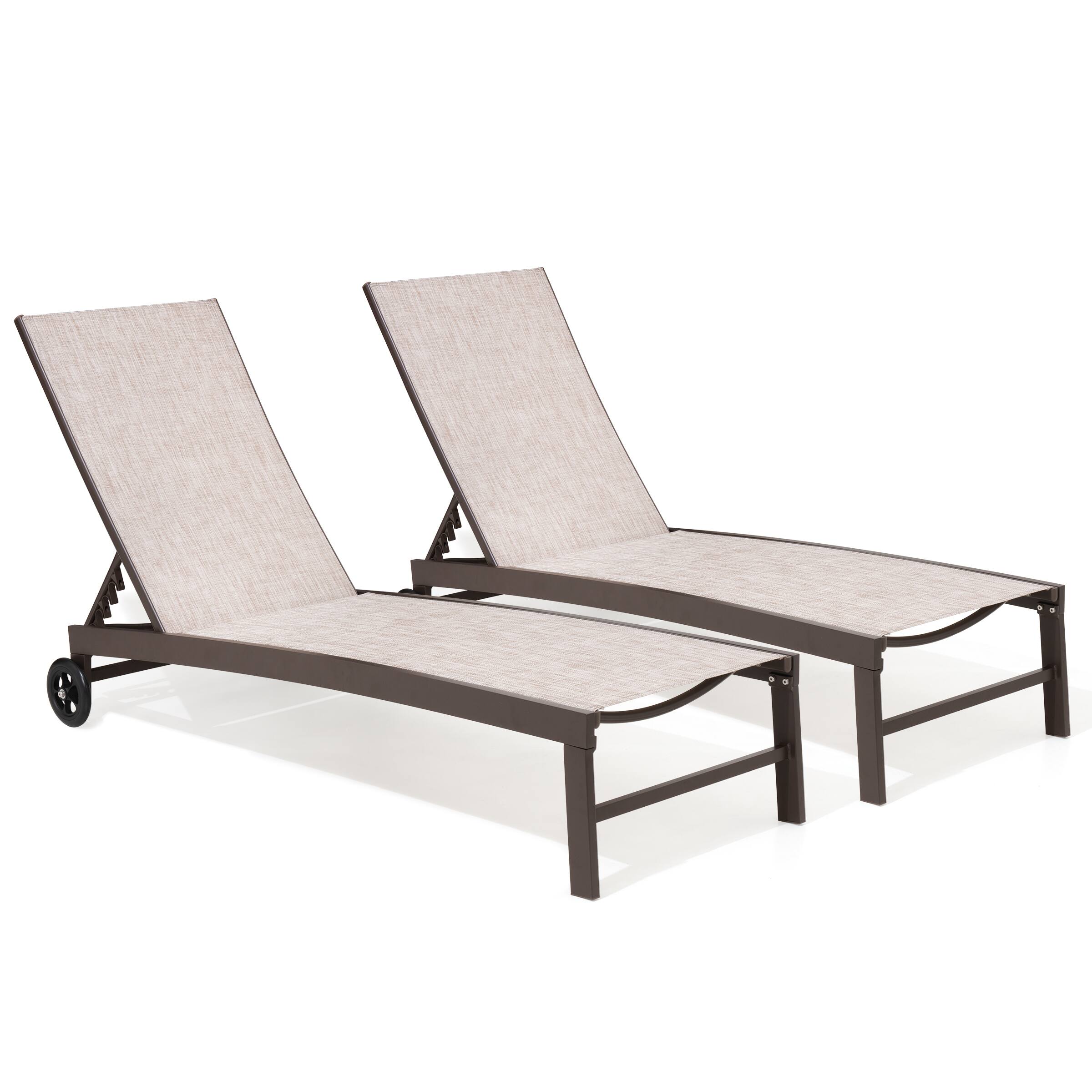 Angle. Crestlive Products - Crestlive Products Outdoor Wheel Adjustable Chaise 5 Reclinig Position Aluminum Sun Lounger Beige - Beige.