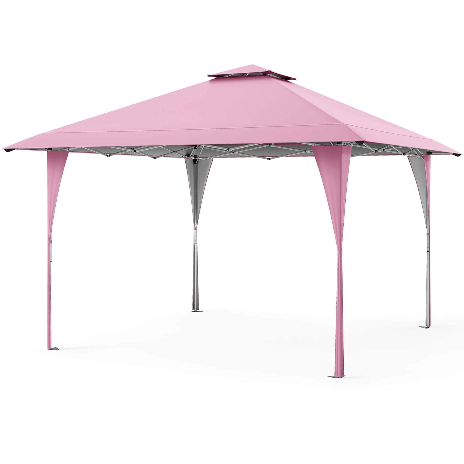 Front. Costway - Costway 13 X 13 FT Pop up Gazebo Outdoor Canopy Tent with Portable Carrying Bag 8 Stakes Pink - Pink.