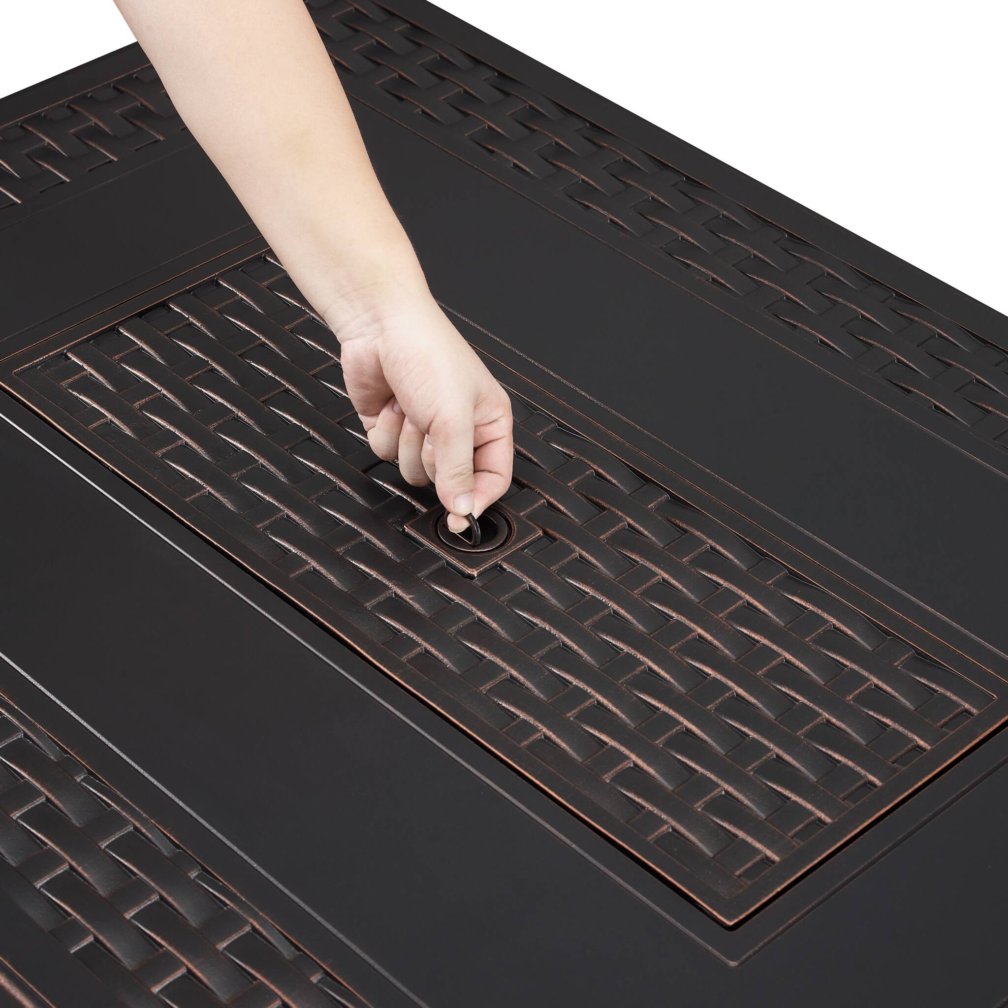 Alt View 13. Fire Sense - Albany Aluminum Rectangular LPG/NG Fire Pit - Antique Bronze.