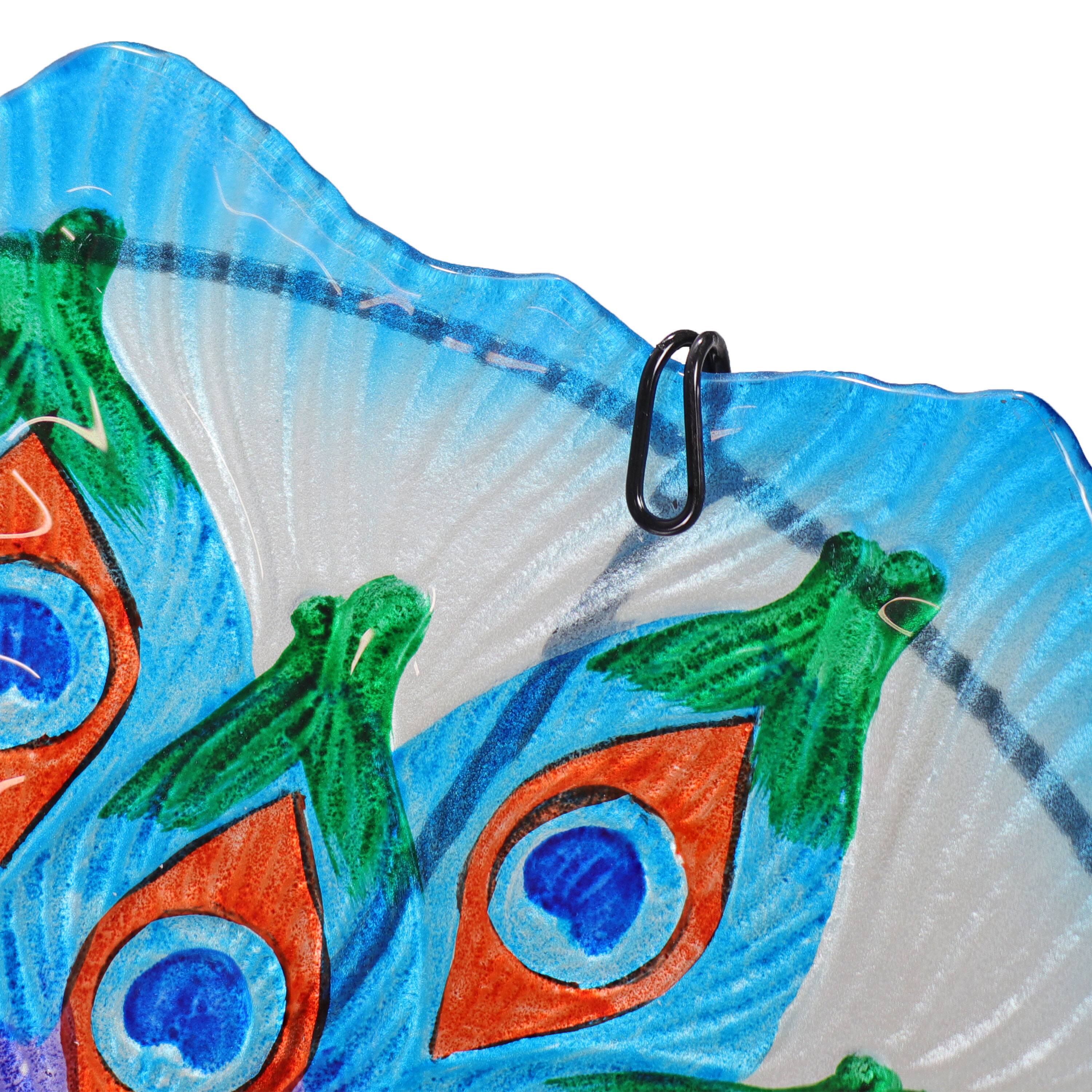 Alt View 6. Sunnydaze - Deck-Mounted/Staked Glass Bird Bath - Exquisite Feathers.